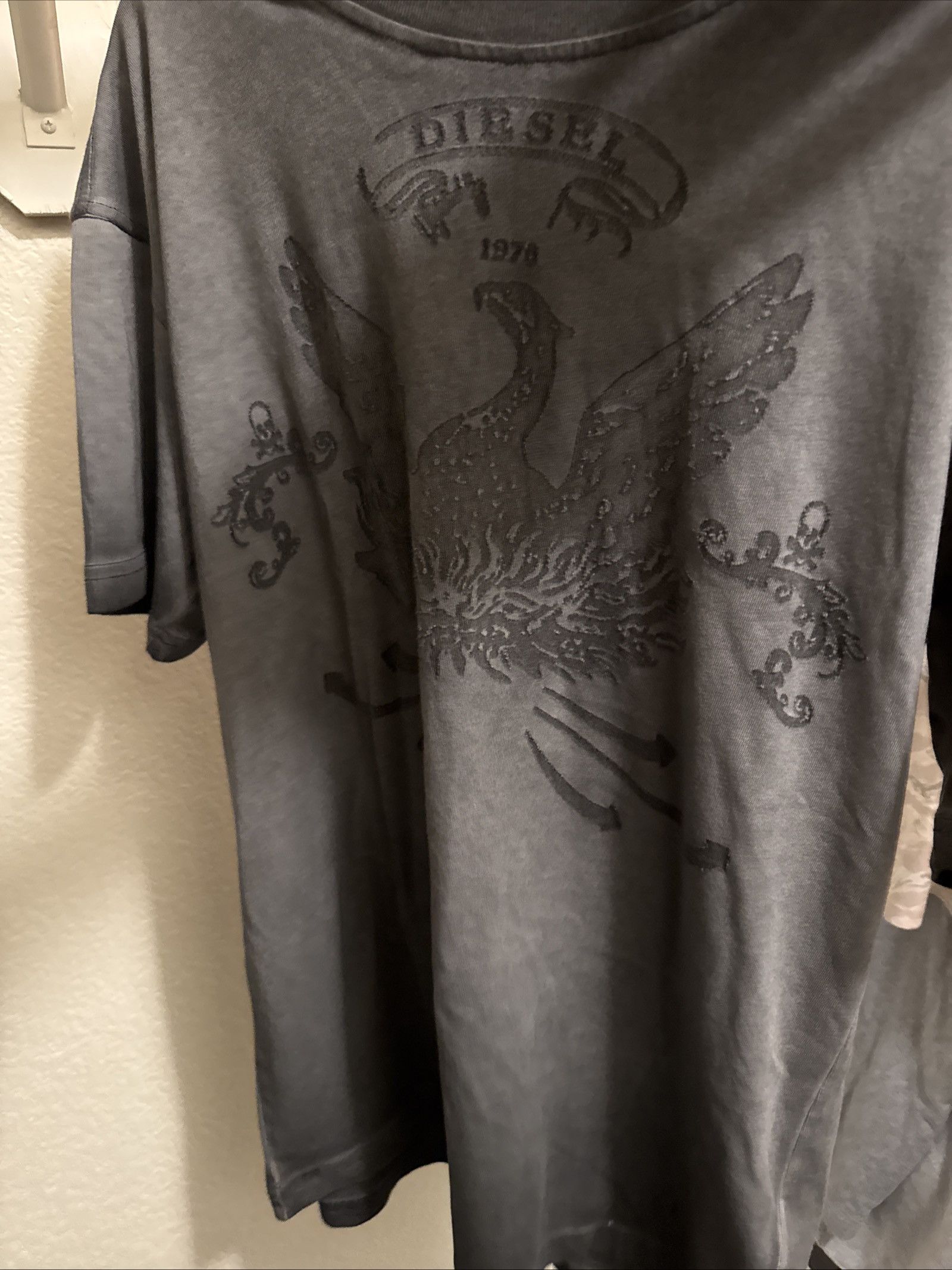 Diesel Men's T-shirt with phoenix devoré Size M