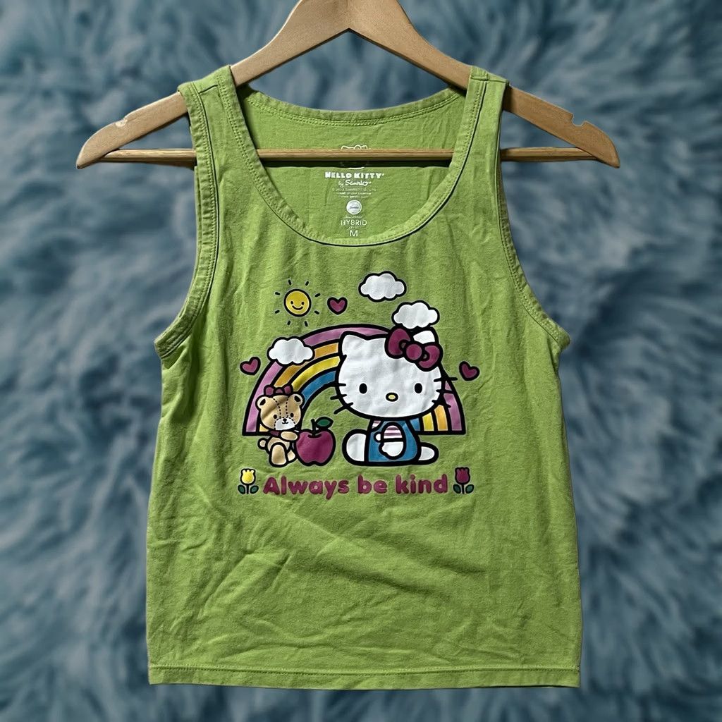 Vintage Sanrio Hello Kitty Tank Top Women's M Green Sleeveless Casual Sleeve Wide Strap All Seasons Size M / US 6-8 / IT 42-44 - 1 Thumbnail