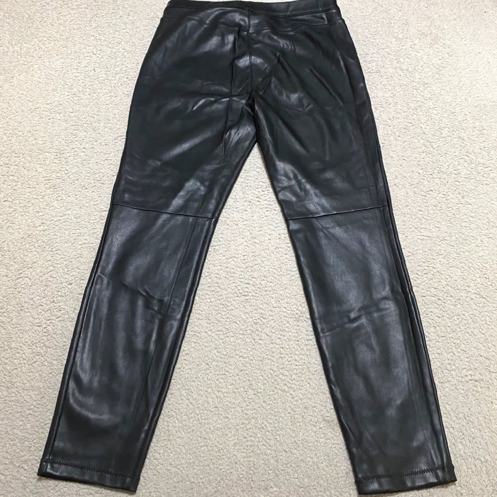 Free People Free People Pants Womens sz 29 Black Faux Leather Skinny Pull On Boho Ankle Size 29" - 2 Thumbnail