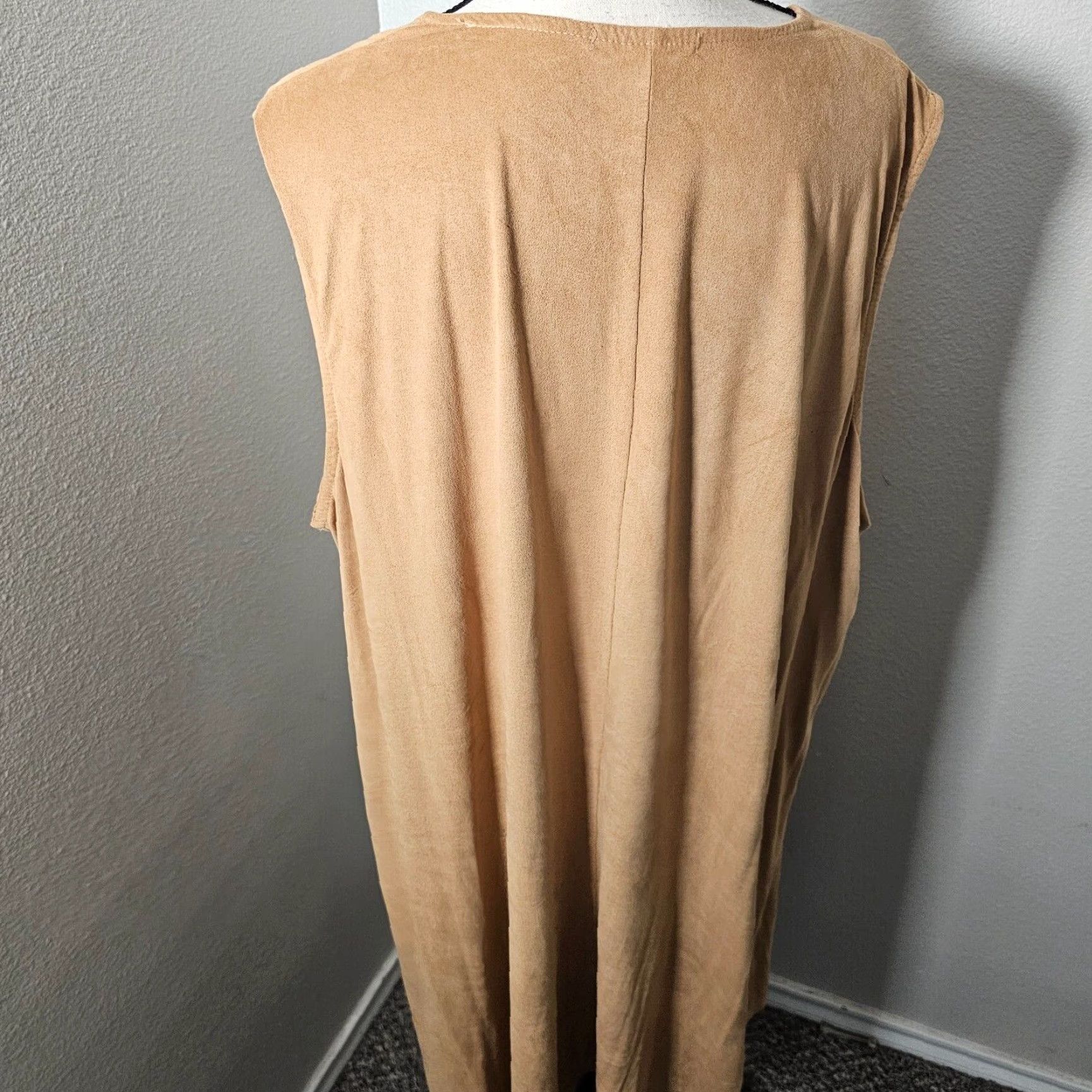 Camel VINTAGE Tiana B Women's Plus Size 3X A-Line Faux Suede Dress Sleeveless Fall Casual Size XXL / US 16-18 / IT 52-54 - 3 Thumbnail