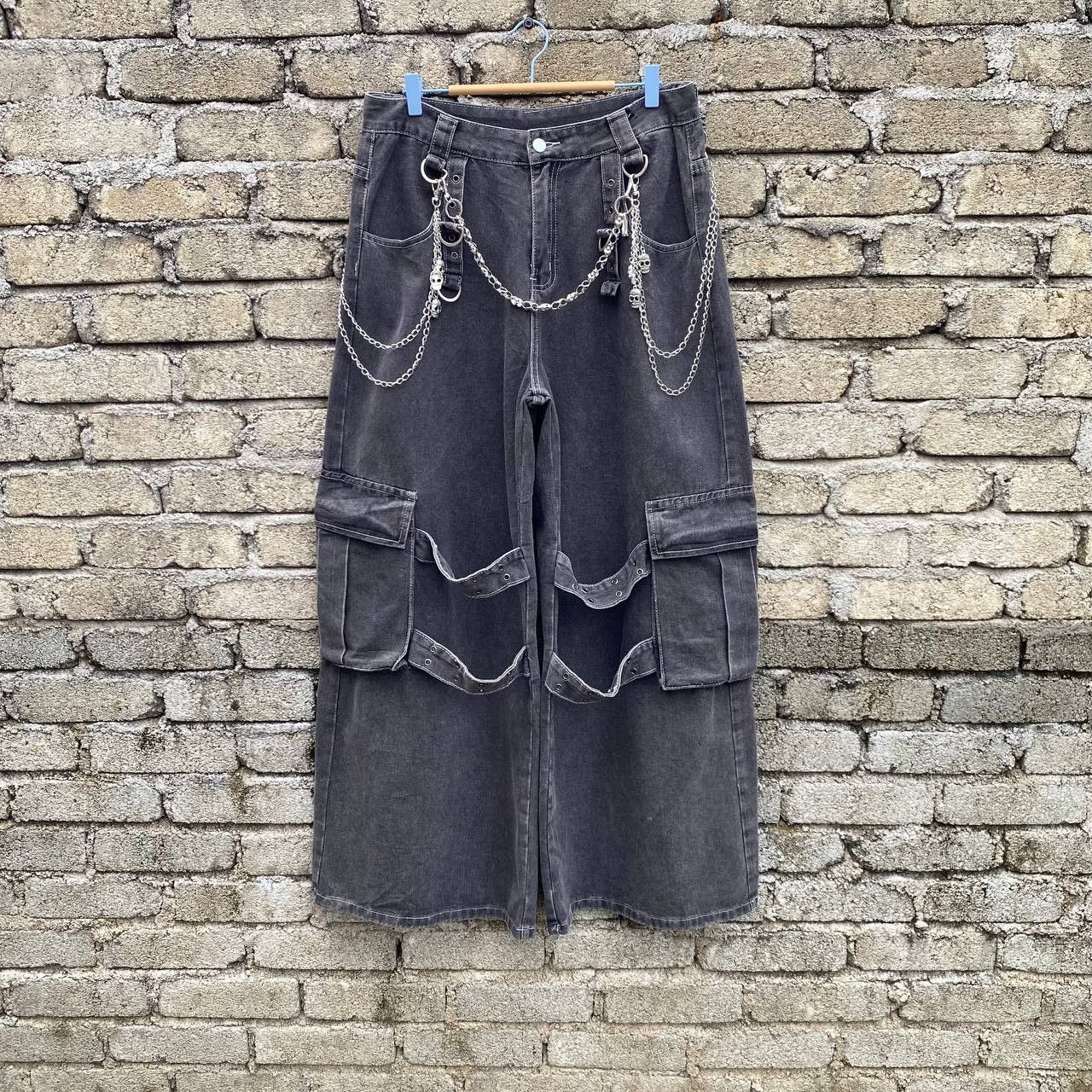 Japanese Brand JAPANESE ROMWE XL SUPER BONDAGE BAGGY RAVER PANT DENIM Size US 32 / EU 48 - 1 Thumbnail