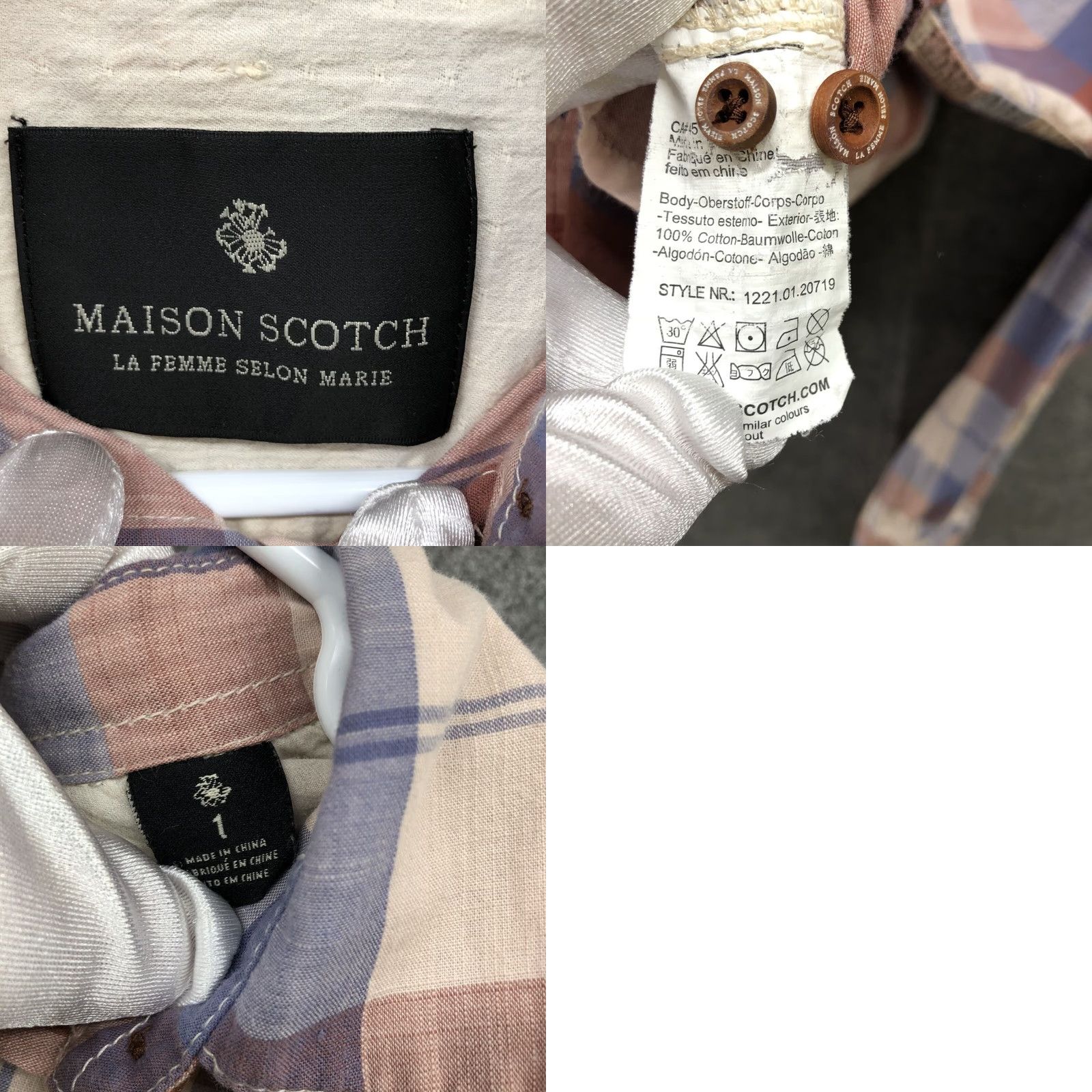 Maison Scotch Maison Scotch & Soda Button Up Shirt Womens S Plaid Pink Blue Elbow Patch Size S / US 4 / IT 40 - 8 Thumbnail