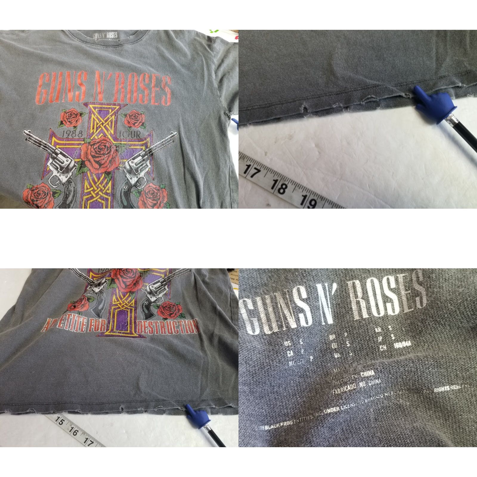 Vintage Guns N' Roses T-Shirt Gray Small Distressed 1988 Tour Size US S / EU 44-46 / 1 - 8 Thumbnail