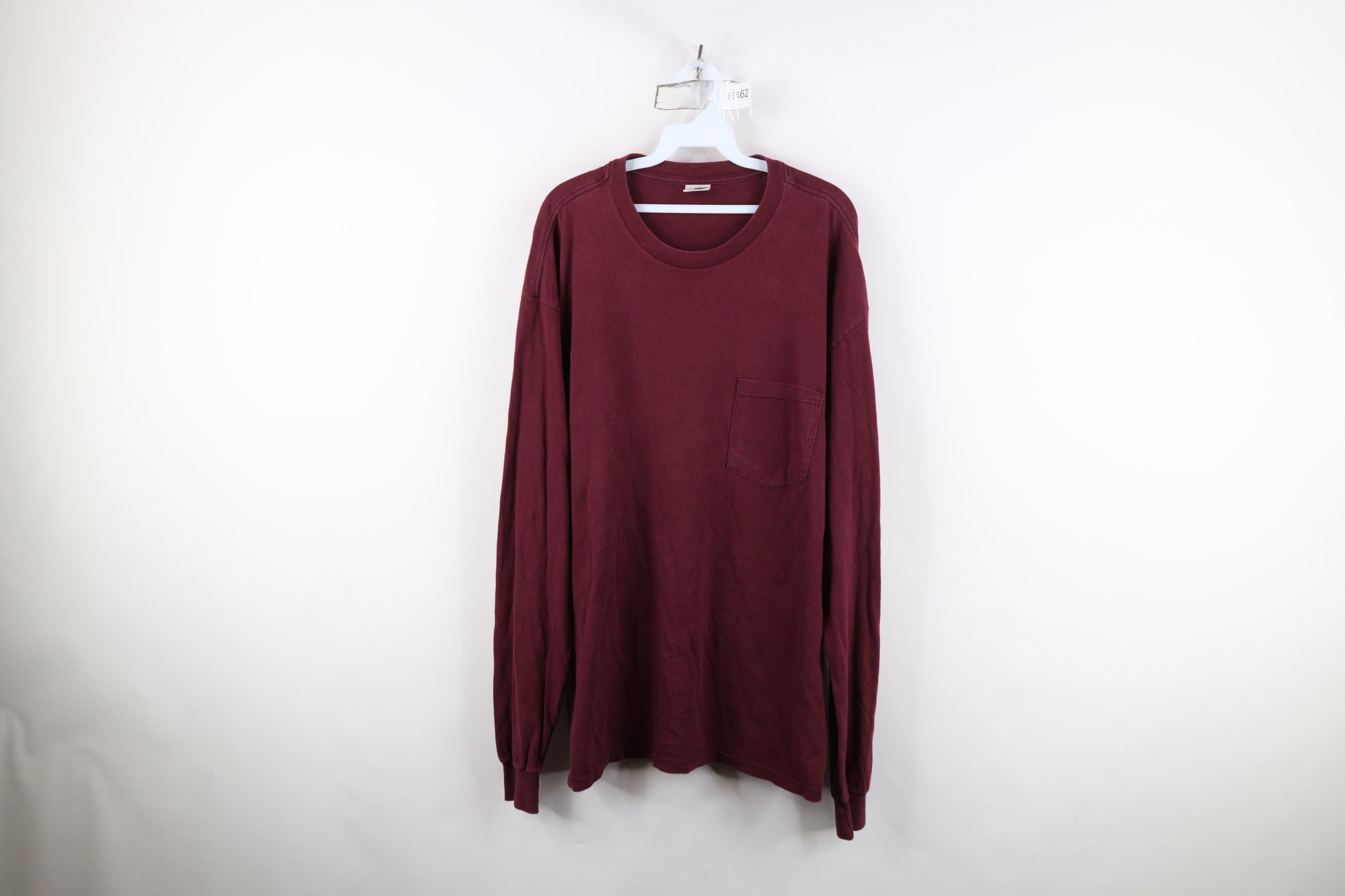 Vintage Vintage 90s Streetwear Cotton Long Sleeve T-Shirt Burgundy Size US XL / EU 56 / 4 - 1 Thumbnail