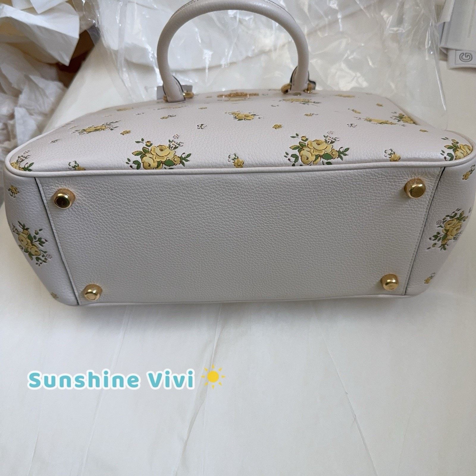 Coach NWT Coach Savannah Carryall Bag Floral Leather CAL41 Chalk Size ONE SIZE - 6 Thumbnail