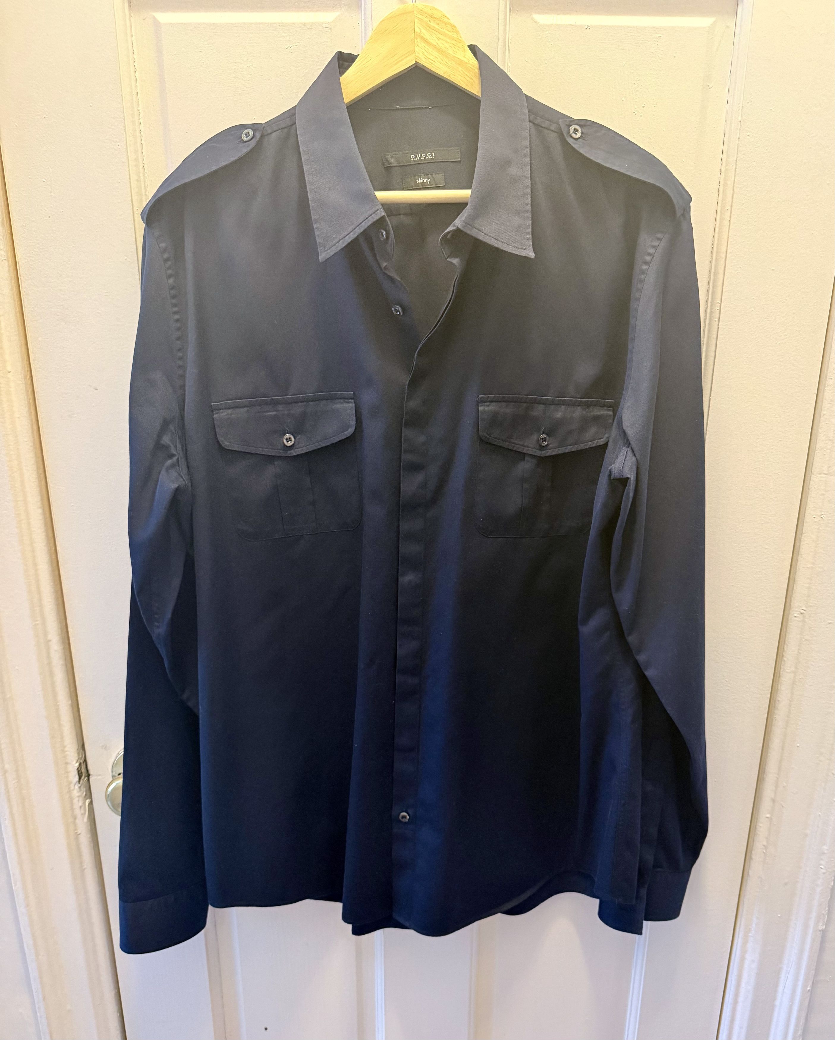 Gucci Tom Ford Designed S/S13 $668 Officer Shirt Size US XL / EU 56 / 4 - 1 Thumbnail