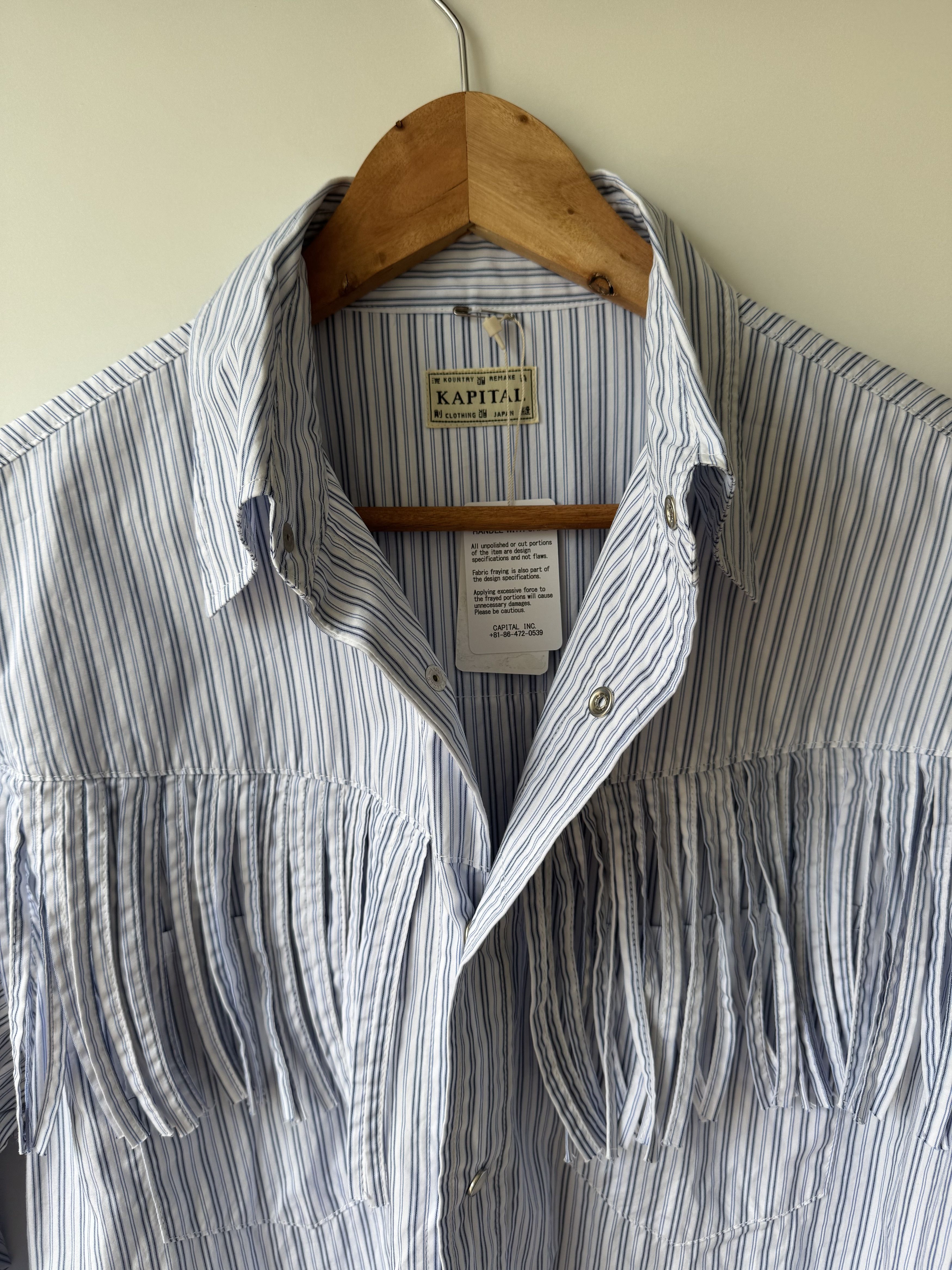Kapital [3] Cotton Fringe Husky Western Shirt in Stripe Size US L / EU 52-54 / 3 - 6 Thumbnail