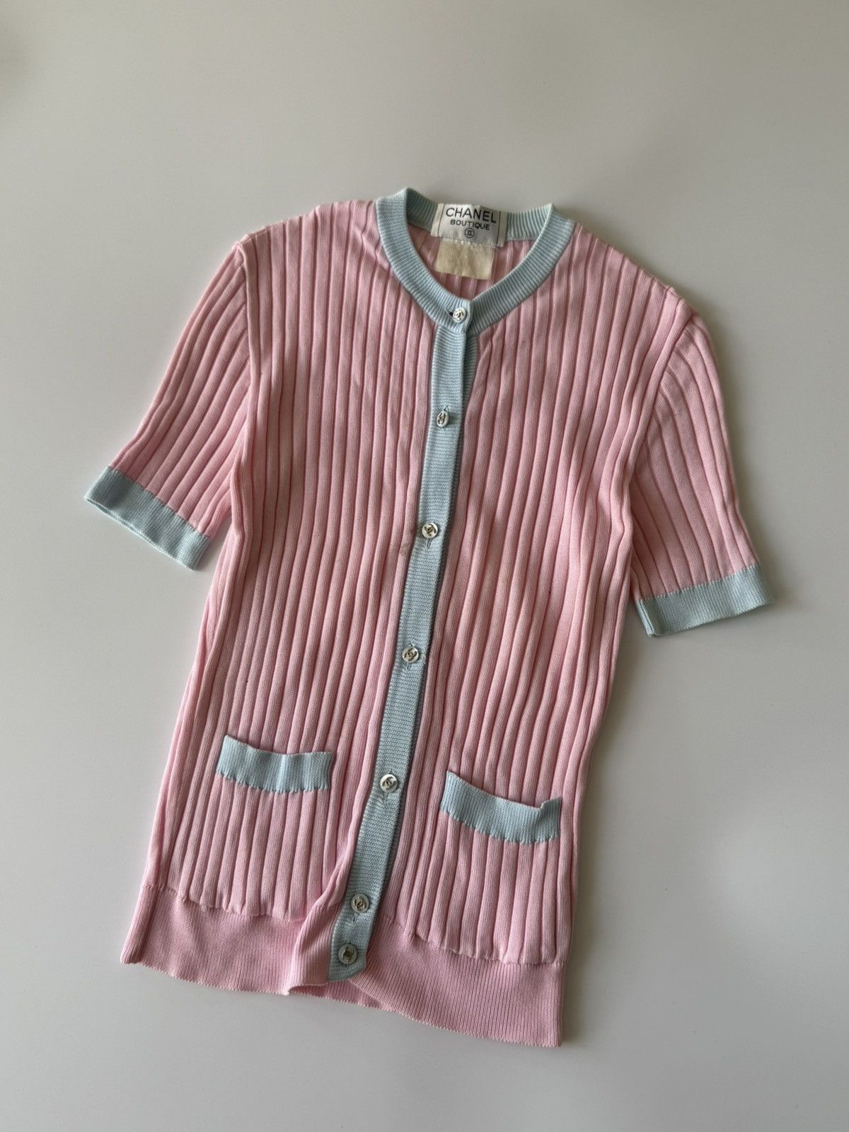 Chanel Chanel Boutique Pink Ribbed Cardigan Size S / US 4 / IT 40 - 3 Thumbnail