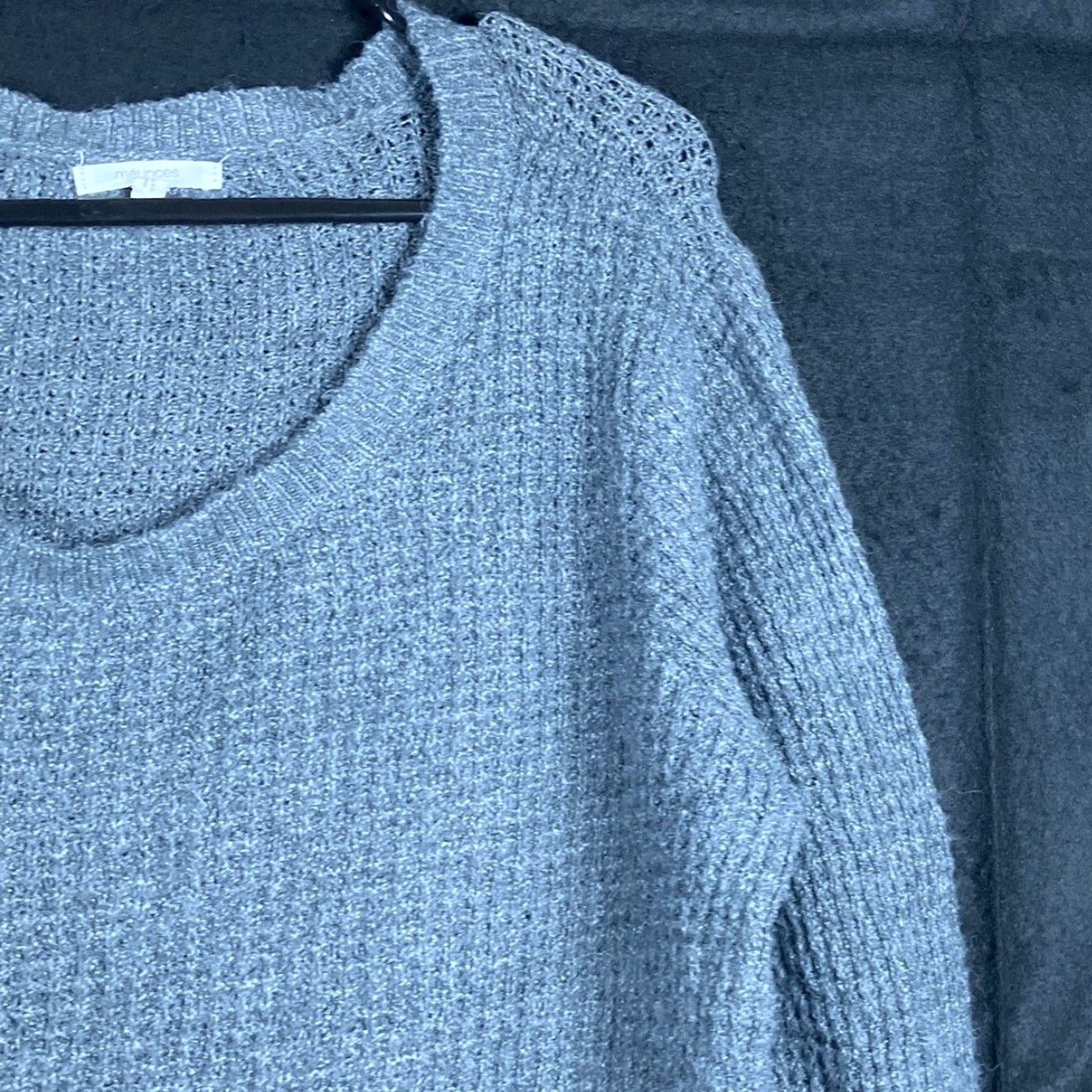 Vintage Maurices Womens Sweater Dark Gray Lightweight Waffle Knit Pullover L Size L / US 10 / IT 46 - 5 Thumbnail