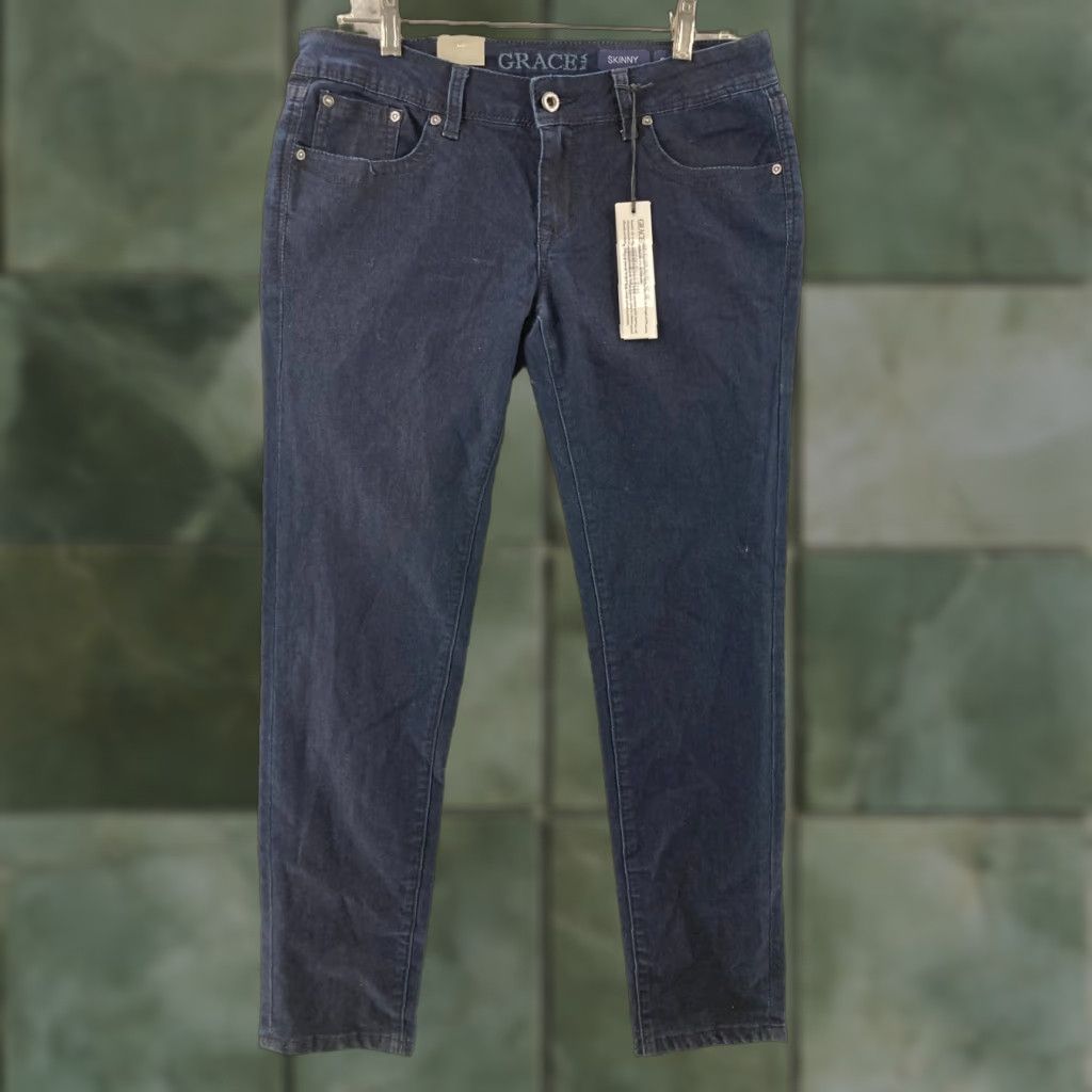 Grace in LA Grace In LA Bootcut Jeans Women 29x30 Blue Low Rise Stretch Denim with Embroidery and Rhinestones Size 29" - 1 Thumbnail