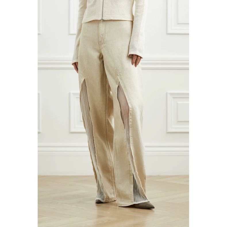 Our Legacy Our Legacy White cotton linen loose thin mesh patchwork je Size US 31 - 8 Thumbnail