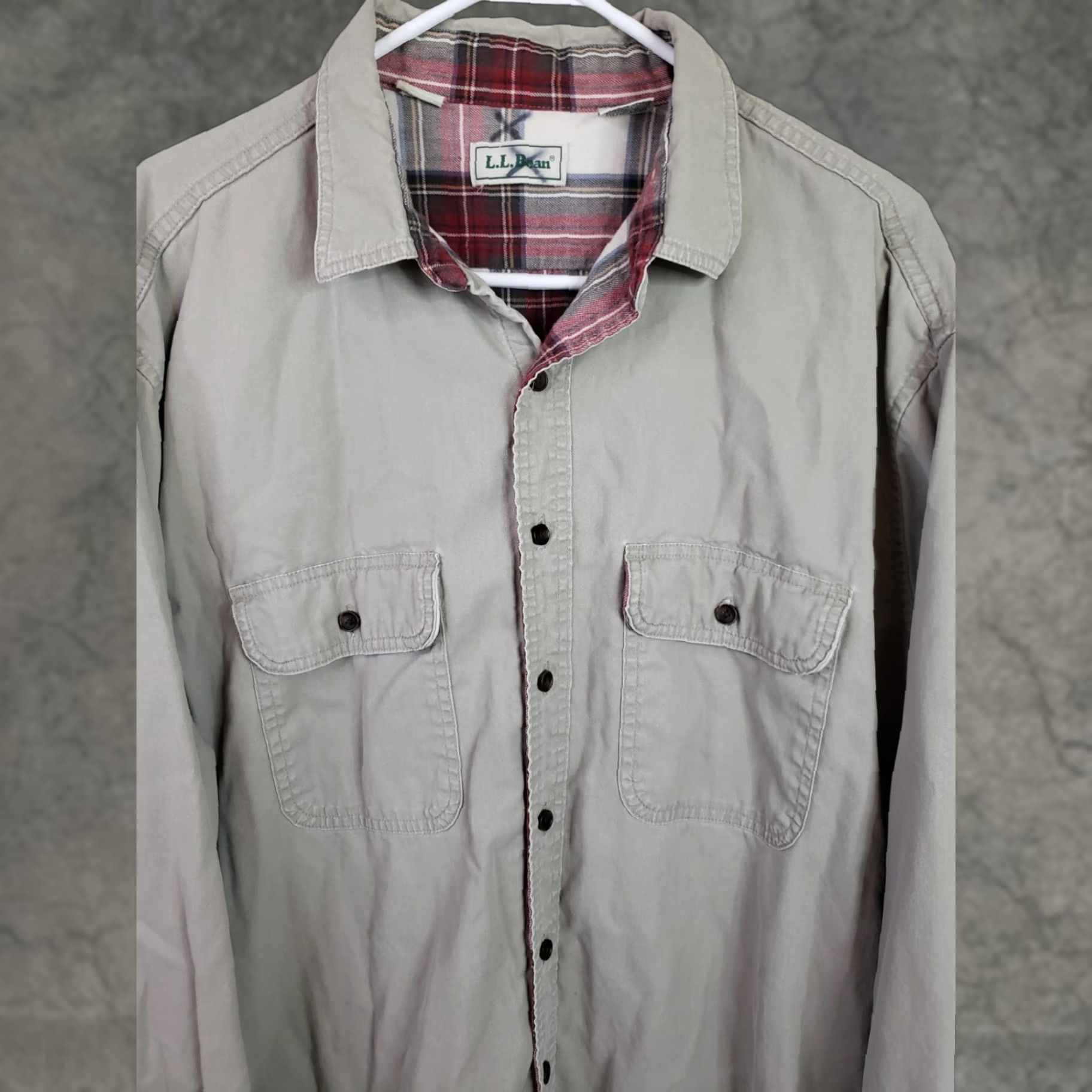 Vintage VINTAGE LL Bean Button Down Traditional Shacket Men’s XLT Beige Plaid Flannel Lined Size US XL / EU 56 / 4 - 1 Thumbnail