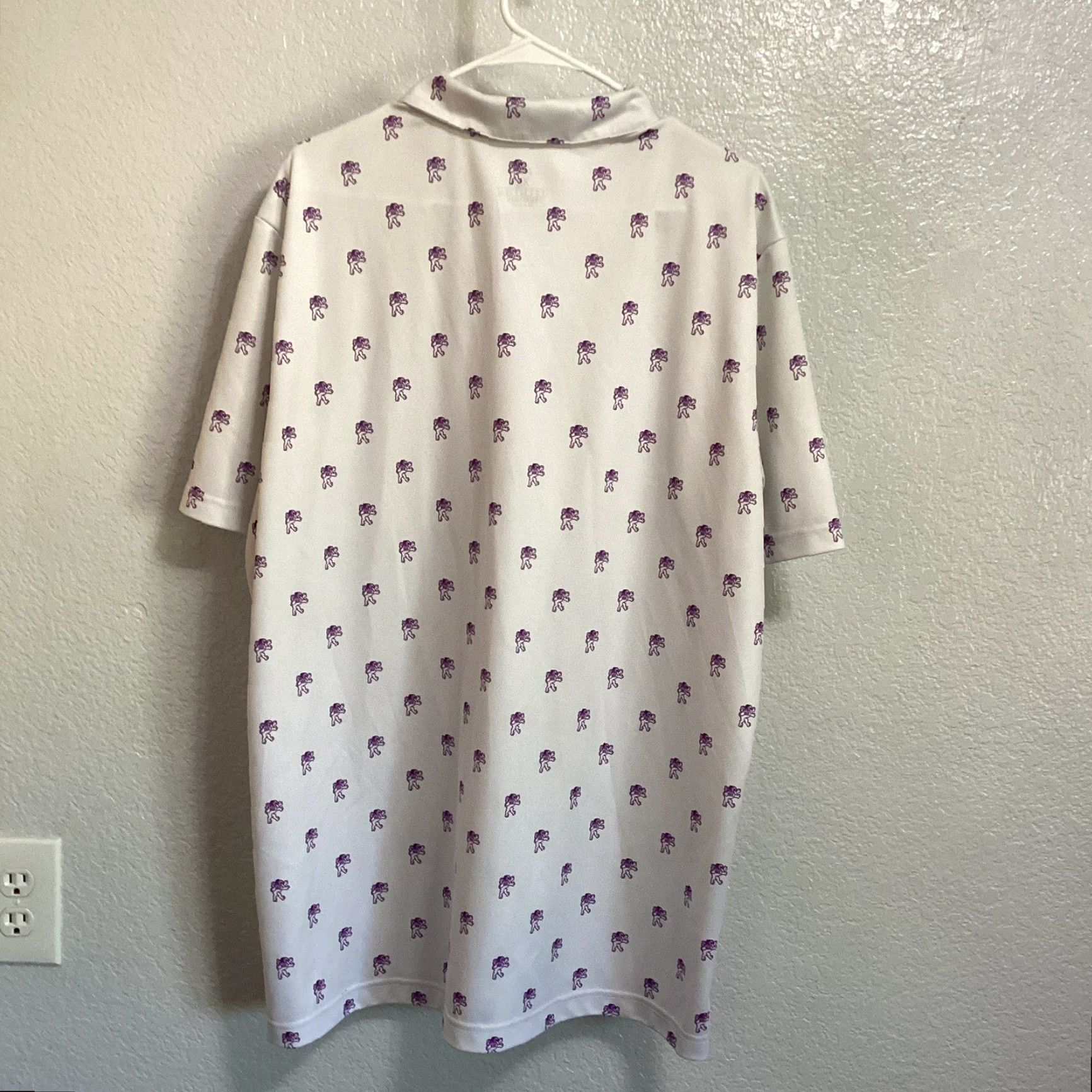 Adidas Adidas Polo Shirt Men’s XL White Purple Lion Print Short Sleeve Primegreen Golf Shirt Mens XL Size US XL / EU 56 / 4 - 2 Thumbnail