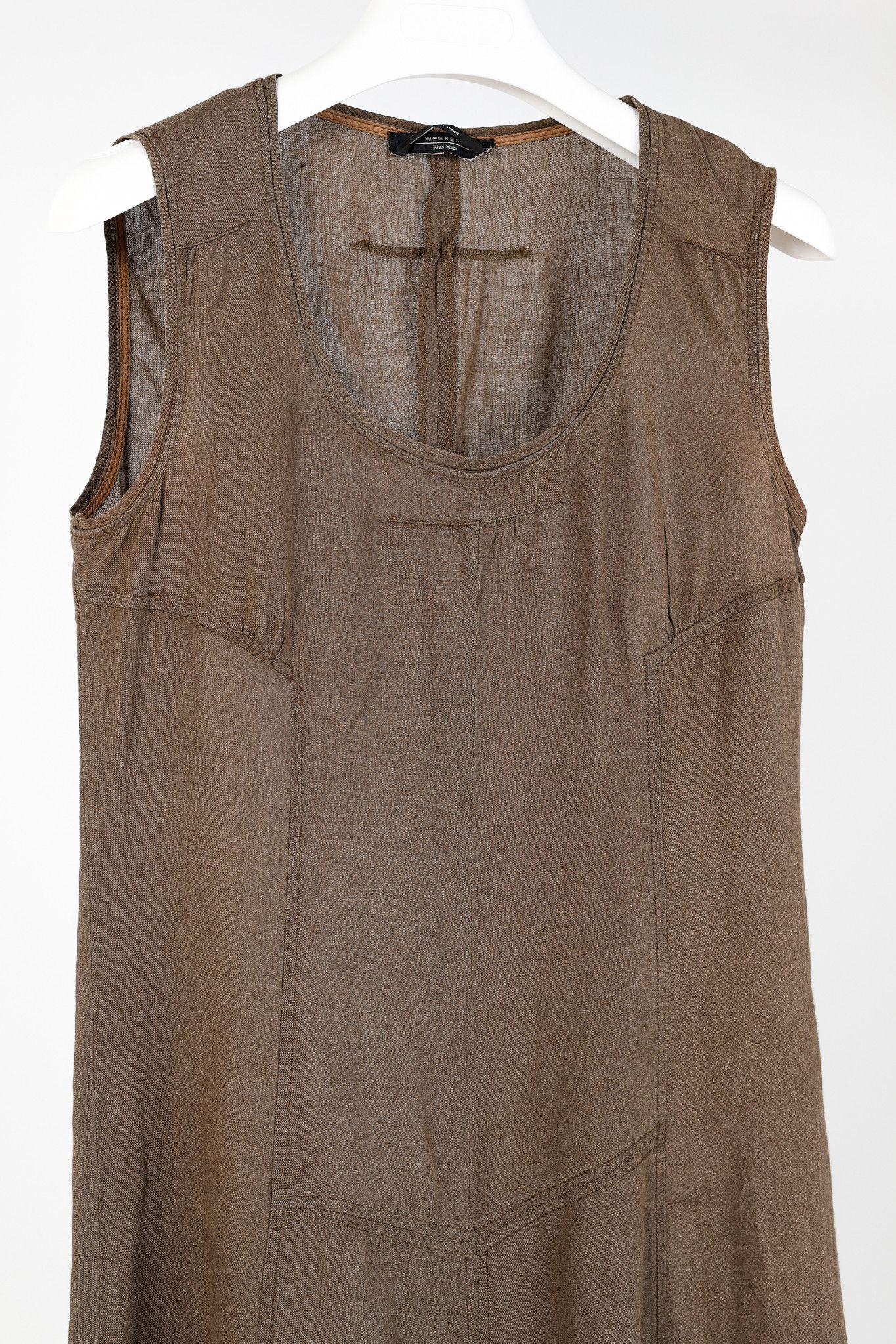 Weekend Max Mara Weekend Max Mara Brown Linen Tank Dress Size M / US 6-8 / IT 42-44 - 3 Thumbnail