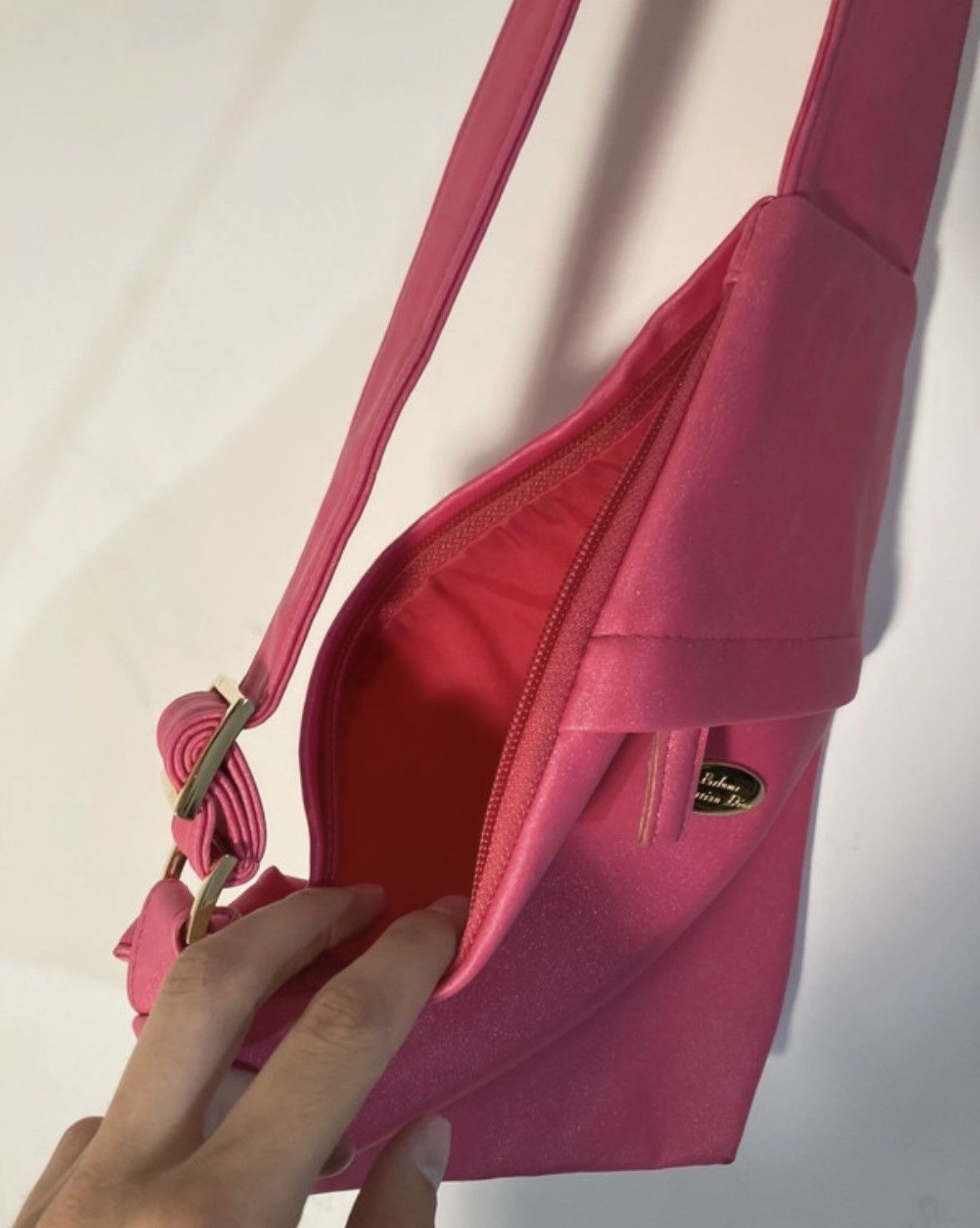 Christian Dior Monsieur × Dior × Vintage Vintage Christian Dior Parfums Saddle Bag Sling Sparkle Pink Size ONE SIZE - 8 Thumbnail