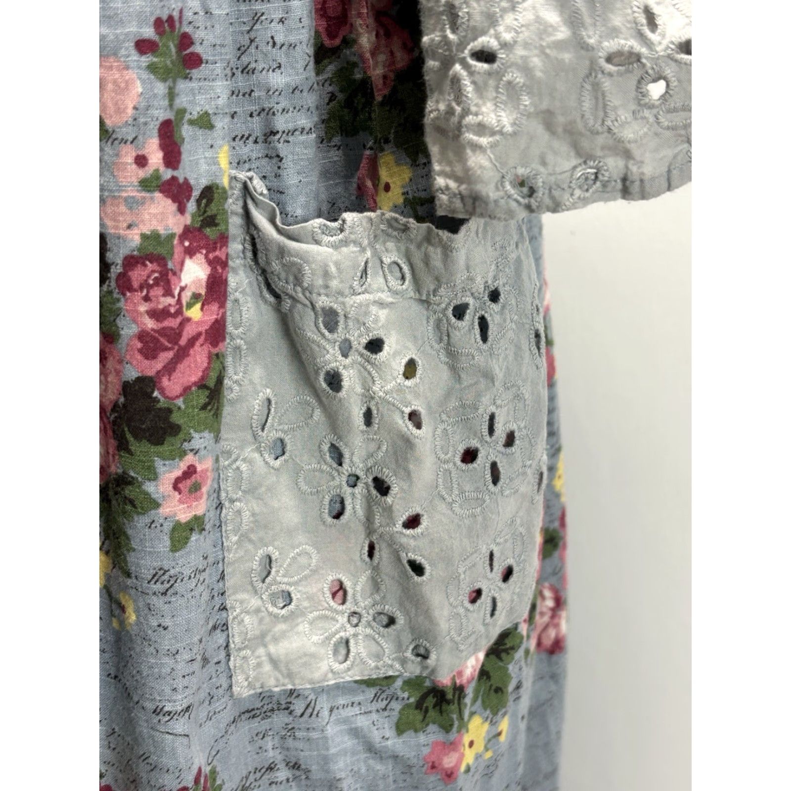 Vintage VINTAGE Bombay Paisley Dress A-Line Midi Women Large Blue Eyelet Short Sleeve Cottagecore 60s-70s Mens? Womens Size L / US 10 / IT 46 - 7 Thumbnail