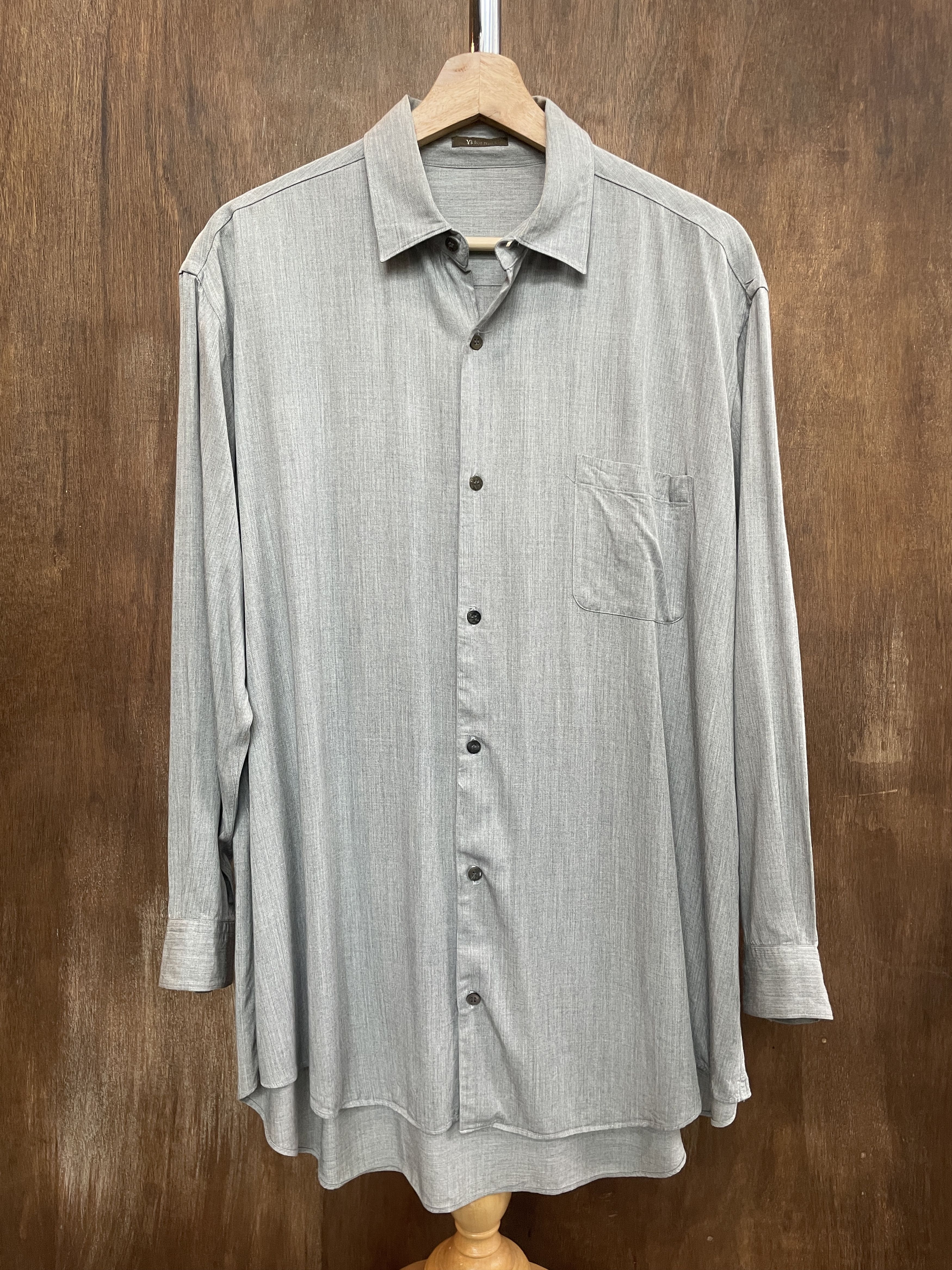 image of Yohji Yamamoto x YS For Men Yohji Men Gray Shirt in Grey (Size Large)