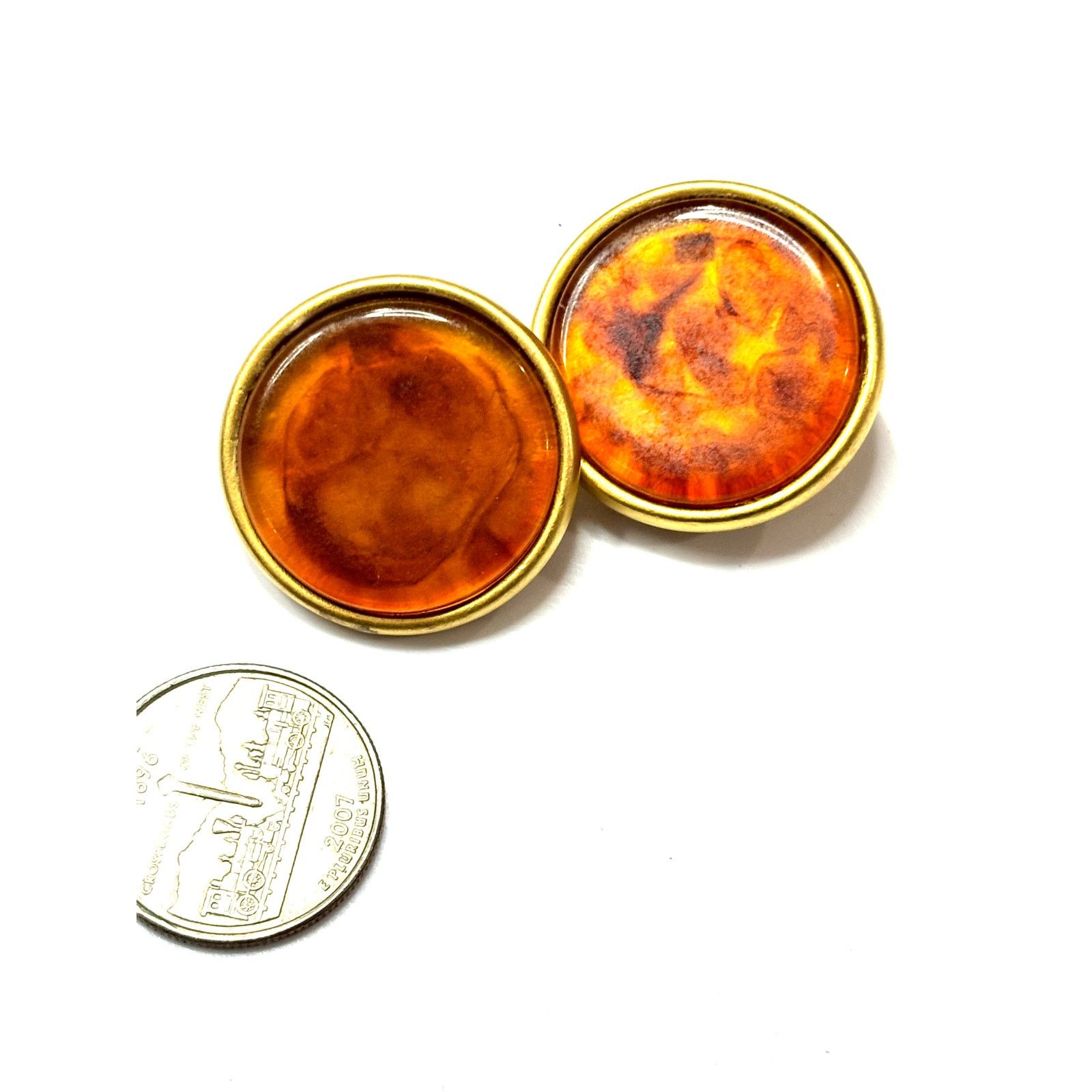 Givenchy GIVENCHY Vintage Paris New York Button Faux Amber Earrings Size ONE SIZE - 4 Thumbnail