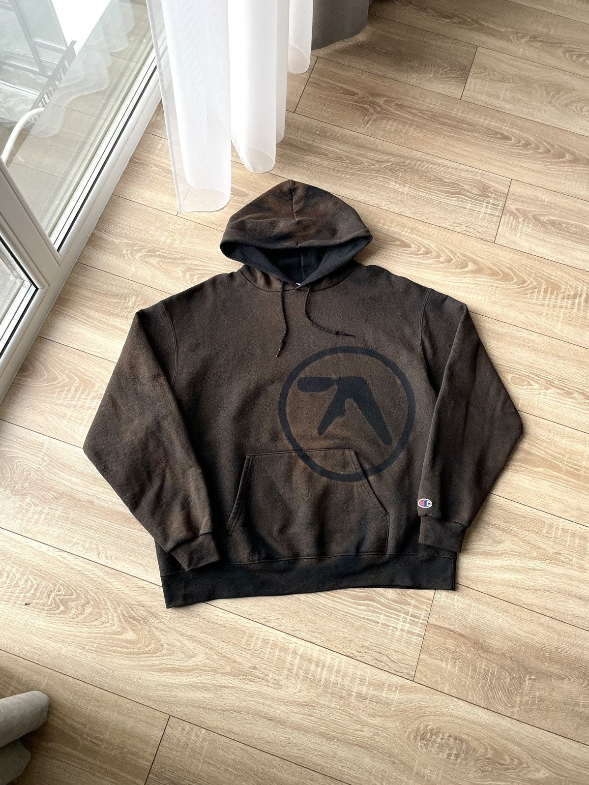 Vintage 00s Aphex Twin Logo Champion Boxy Faded Hoodie