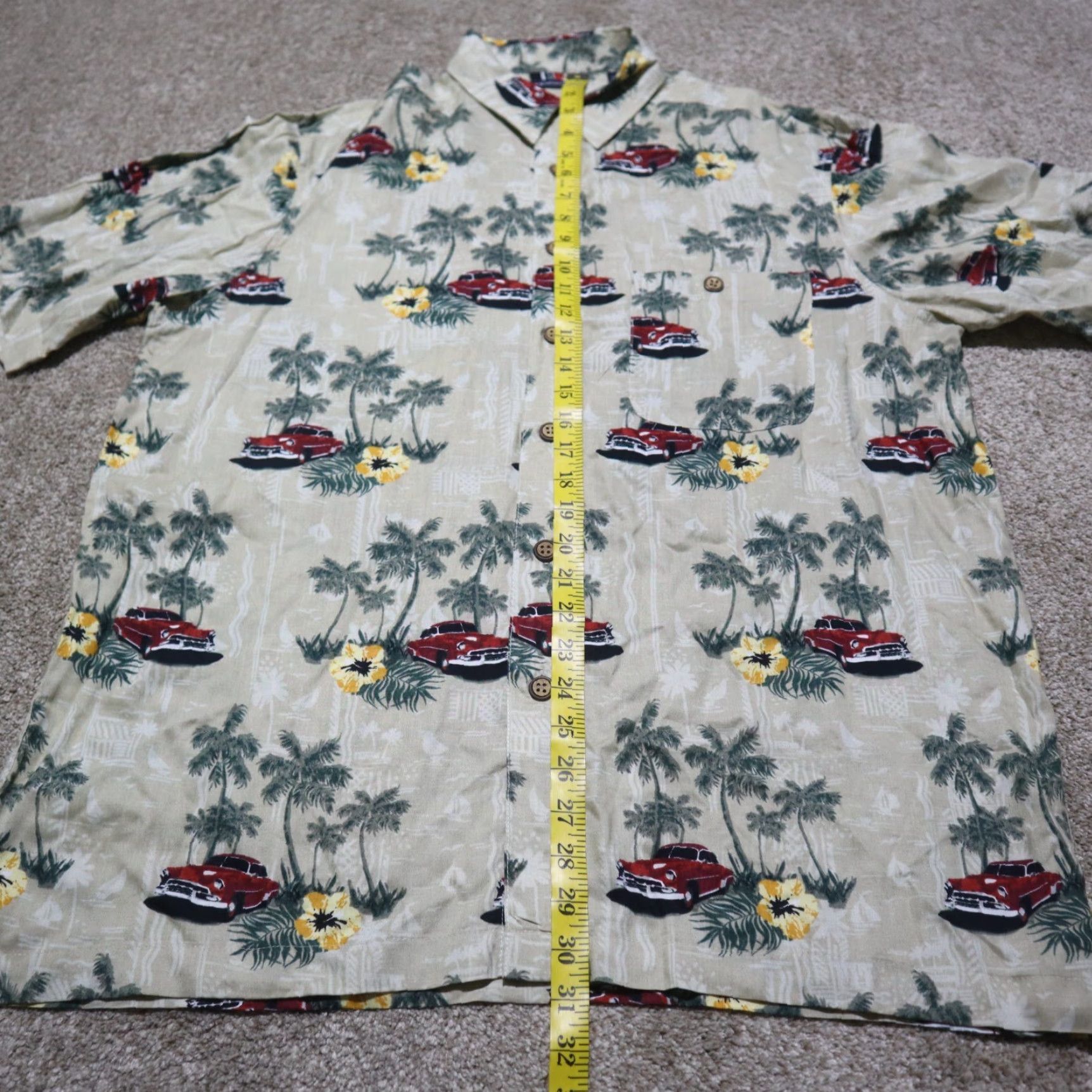 Vintage VINTAGE Knightsbridge Hawaiian Shirt Mens Large 100% Rayon Palm Trees Classic Car Size US L / EU 52-54 / 3 - 6 Thumbnail
