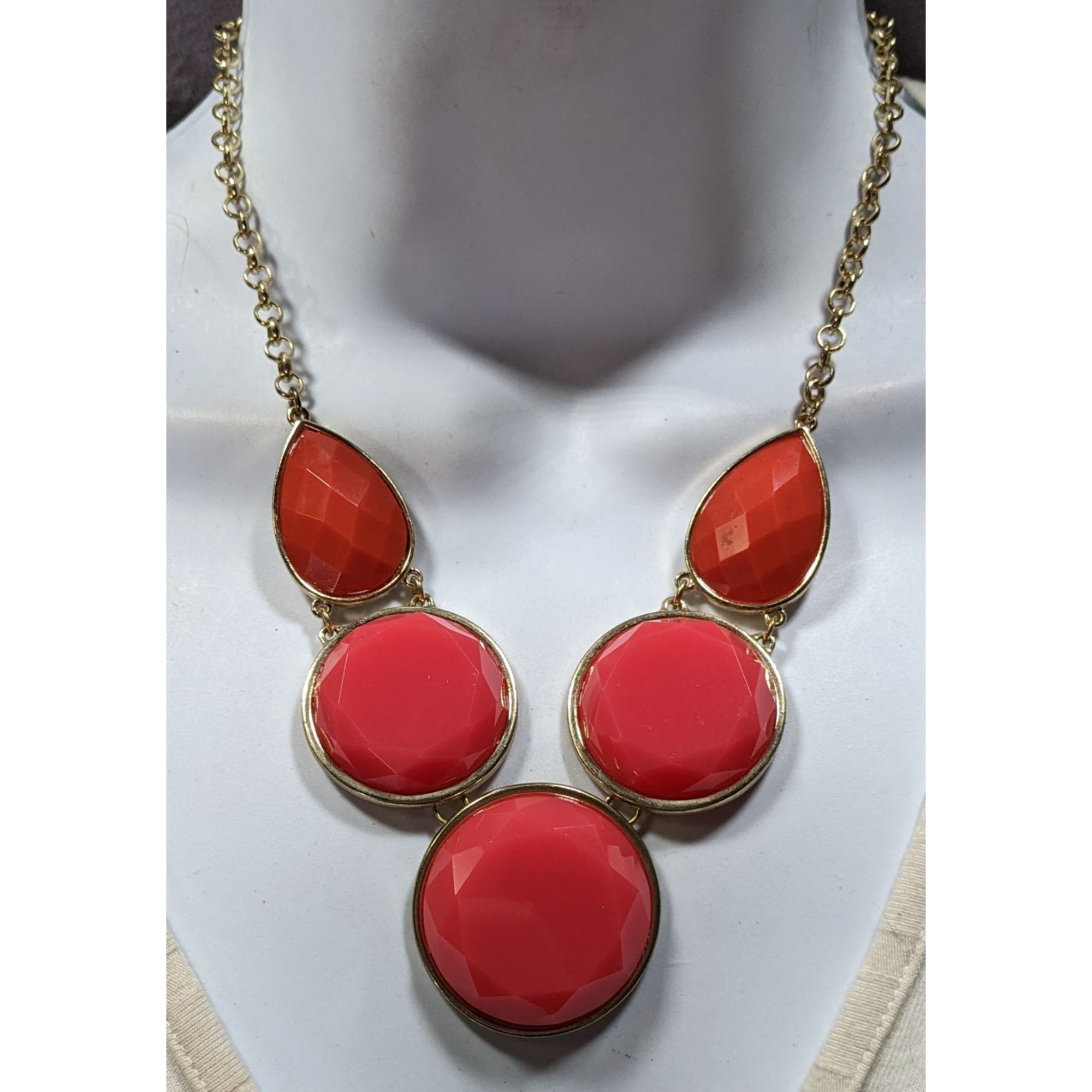 Other Pink And Orange Faceted Gemmed Statement Necklace Size ONE SIZE - 3 Thumbnail