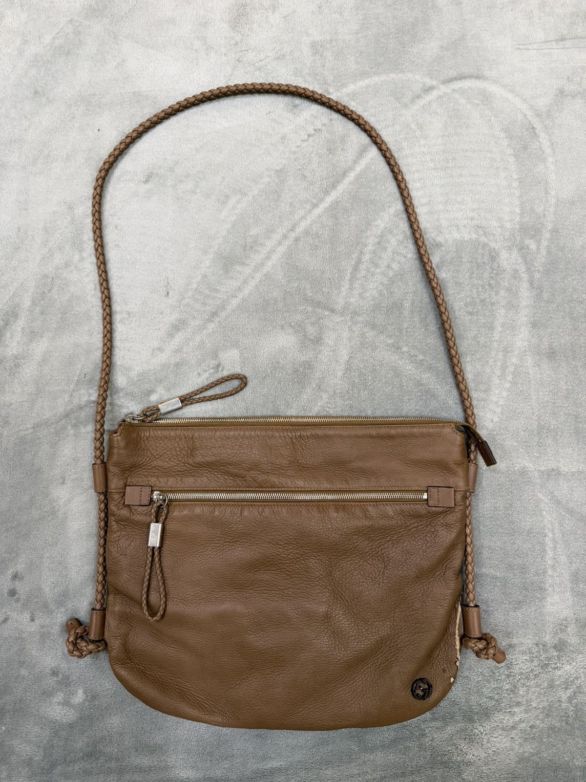 Gucci Gucci Brown Leather Braided Strap Bag Size ONE SIZE - 1 Thumbnail