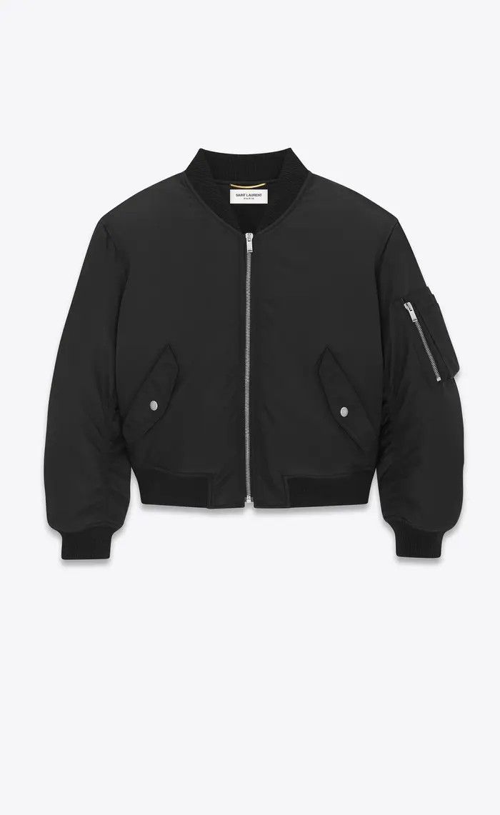 o1bcso1str0325 Oversized Cropped Bomber Jacket in Black