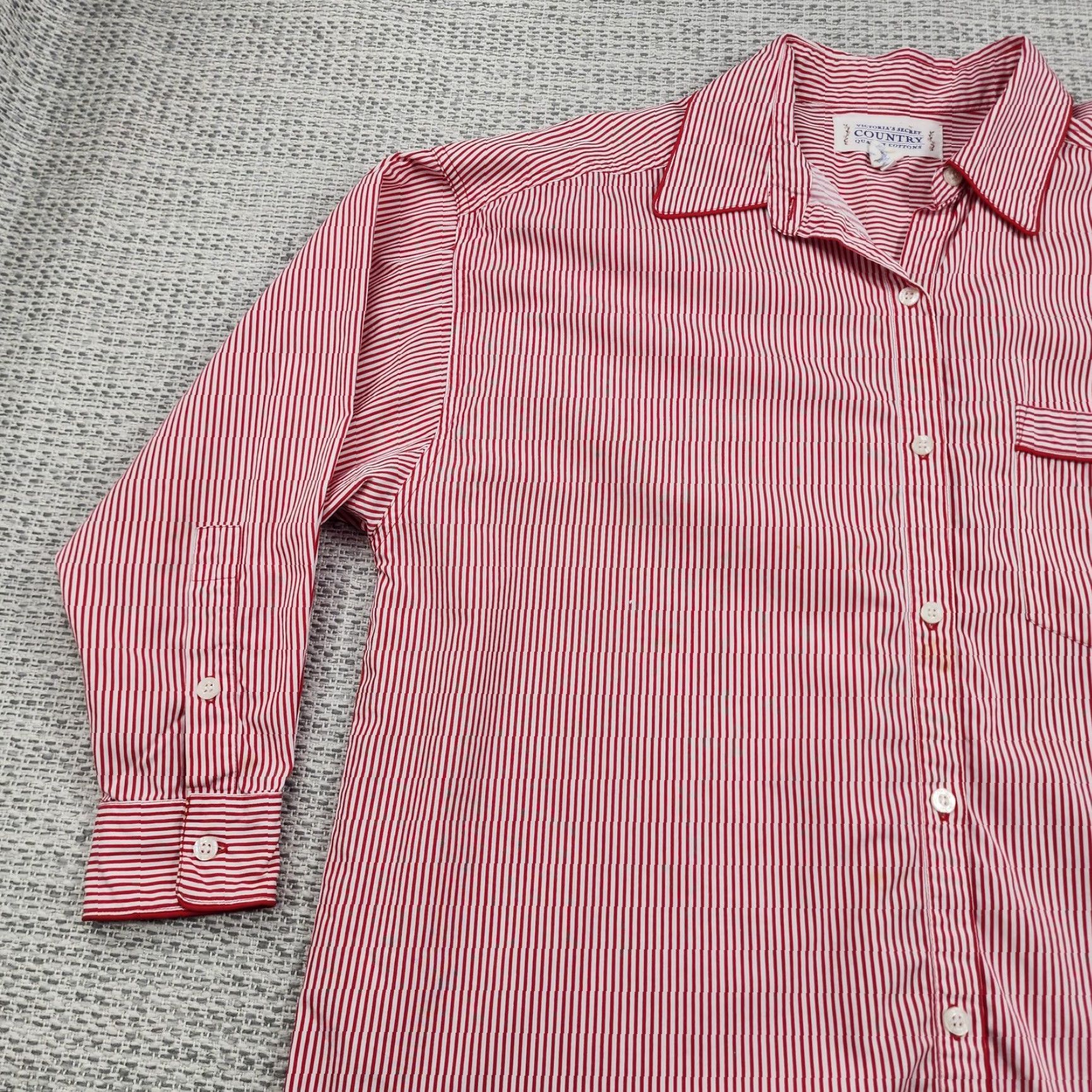 Victoria's Secret VINTAGE Victoria's Secret Country Shirt Womens Small Striped Button-Down 90s Size S / US 4 / IT 40 - 3 Thumbnail