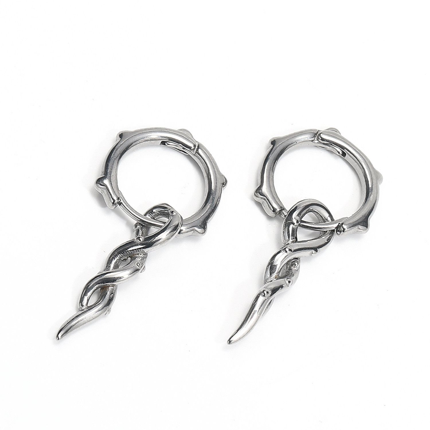 Jewelry Vintage Earrings One Pairs Chrome Jewelry Size ONE SIZE - 5 Thumbnail