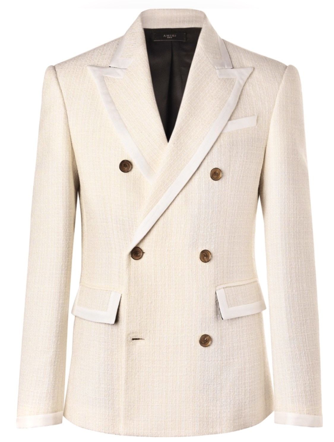 Amiri AMIRI Double-Breasted Silk Twill Wool Bouclé Blazer Size 50L Size 50L - 1 Thumbnail