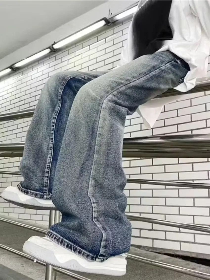 Designer × Japanese Brand Blue Baggy Flared Denim Jeans Size US 32 / EU 48 - 2 Thumbnail
