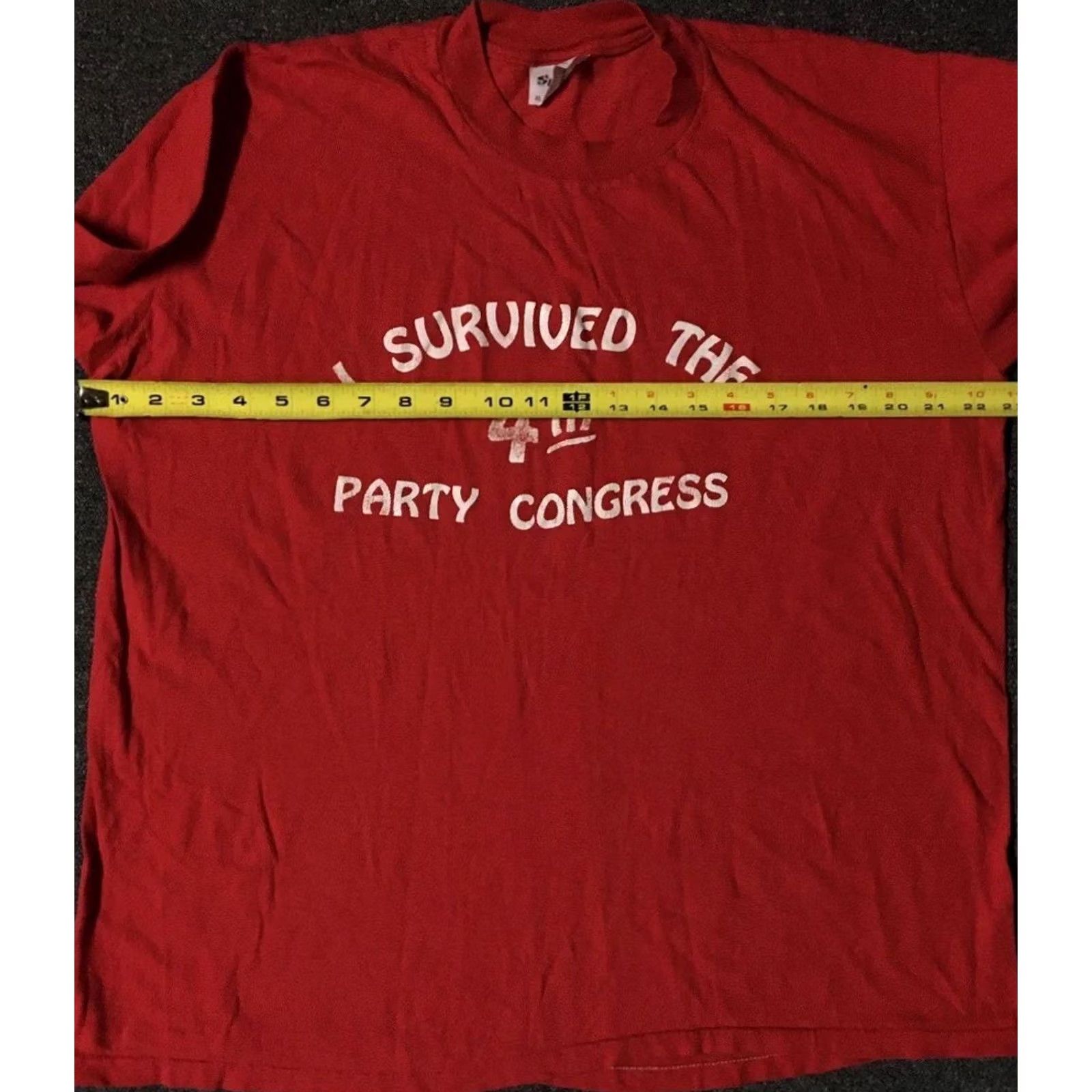 Vintage VINTAGE 80s I Survived The 4th Party Congress Faded Shirt M Red USA Military Politics Government Single Stitch T-Shirt Mens Size US M / EU 48-50 / 2 - 7 Thumbnail