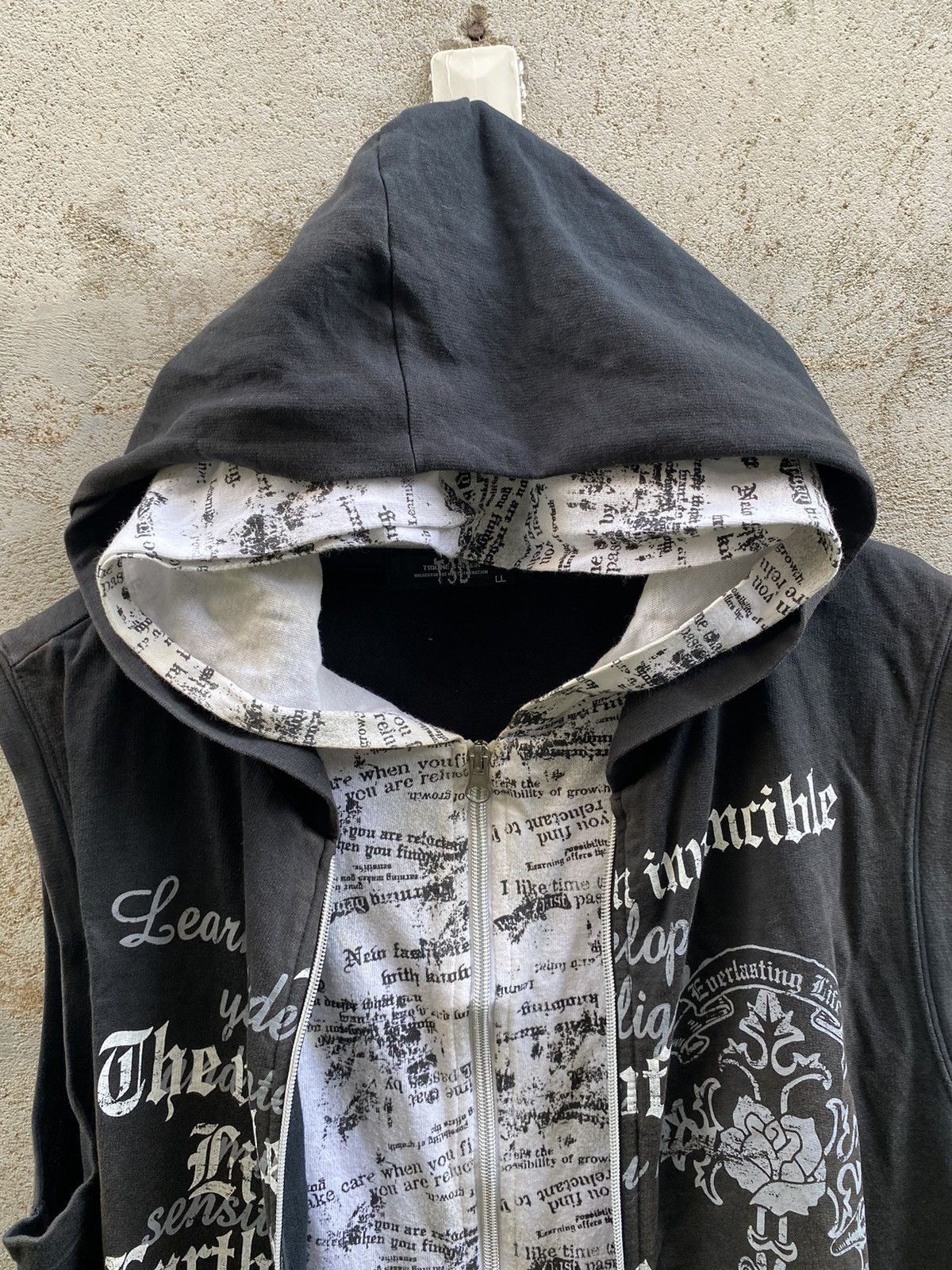 Triune Double Layer Zip Hoodie Poem Seditionaries