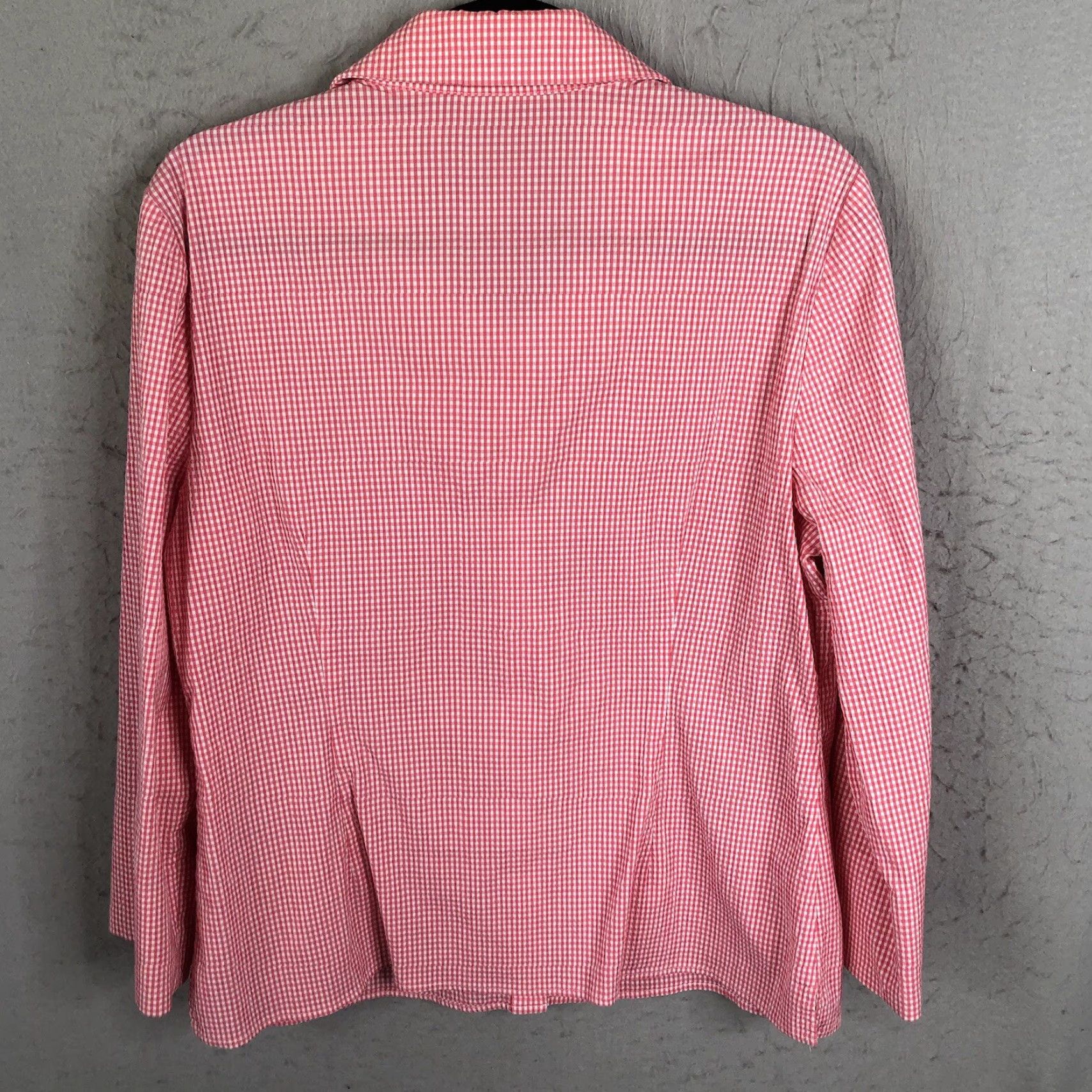 Vintage Nina McLemore Top Womens 12 Pink White Check Seersucker Stretch Preppy Classic Shirt Size XL / US 12-14 / IT 48-50 - 3 Thumbnail