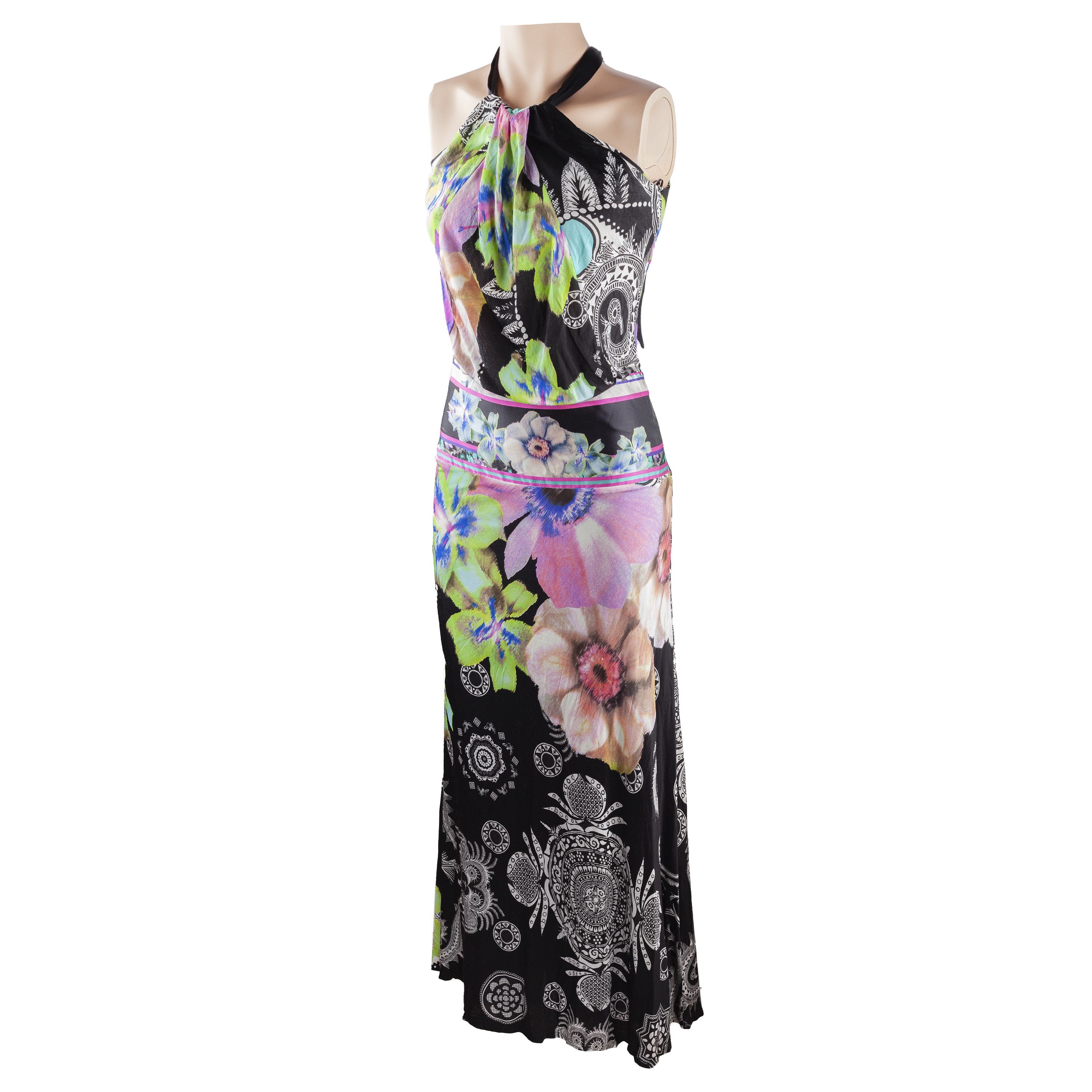 Roberto Cavalli Roberto Cavalli Vintage Floral Flowy Halter Maxi Dress (S) Size S / US 4 / IT 40 - 1 Thumbnail