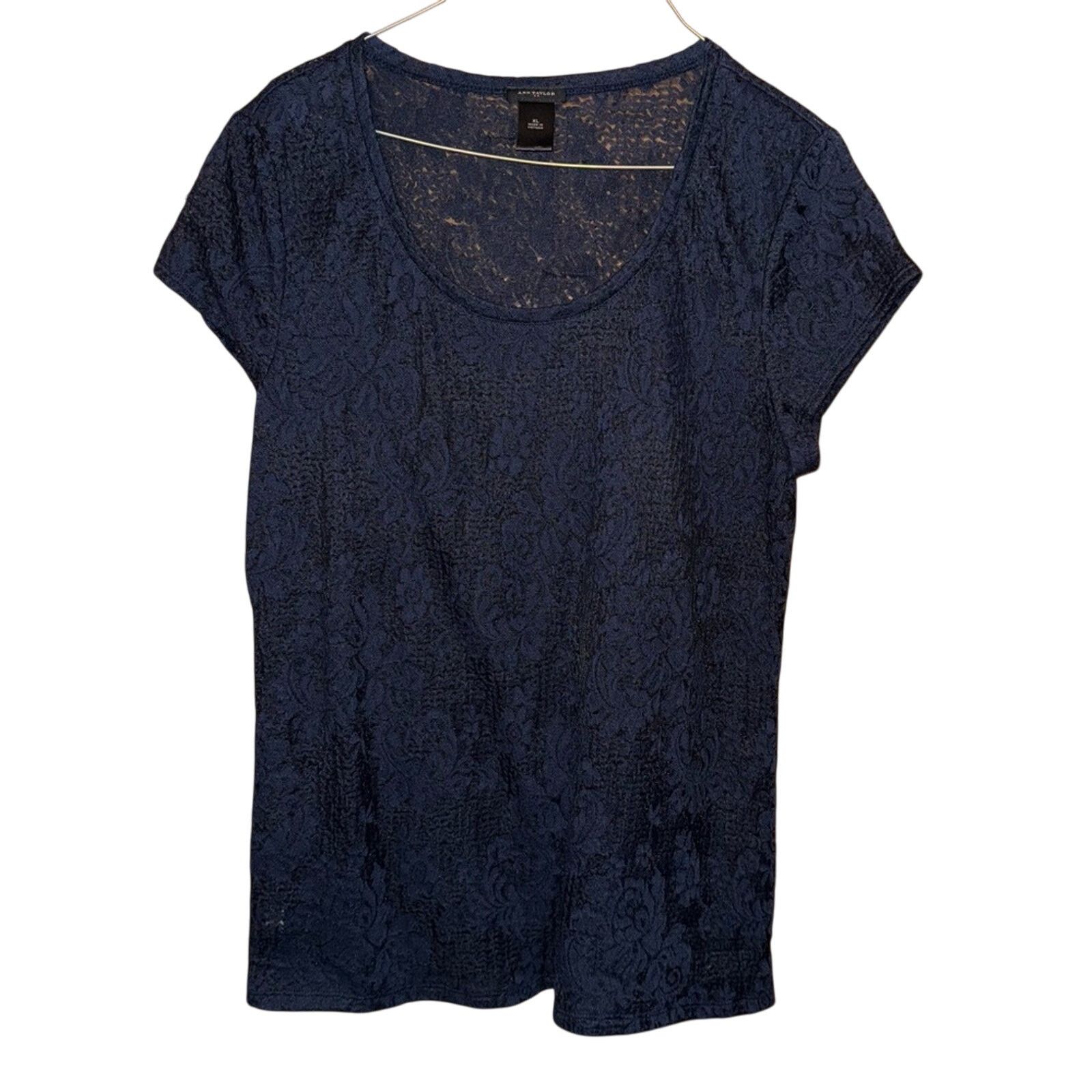 Ann Taylor Ann Taylor Navy Lace Women’s Top Size XL Size XL / US 12-14 / IT 48-50 - 1 Thumbnail