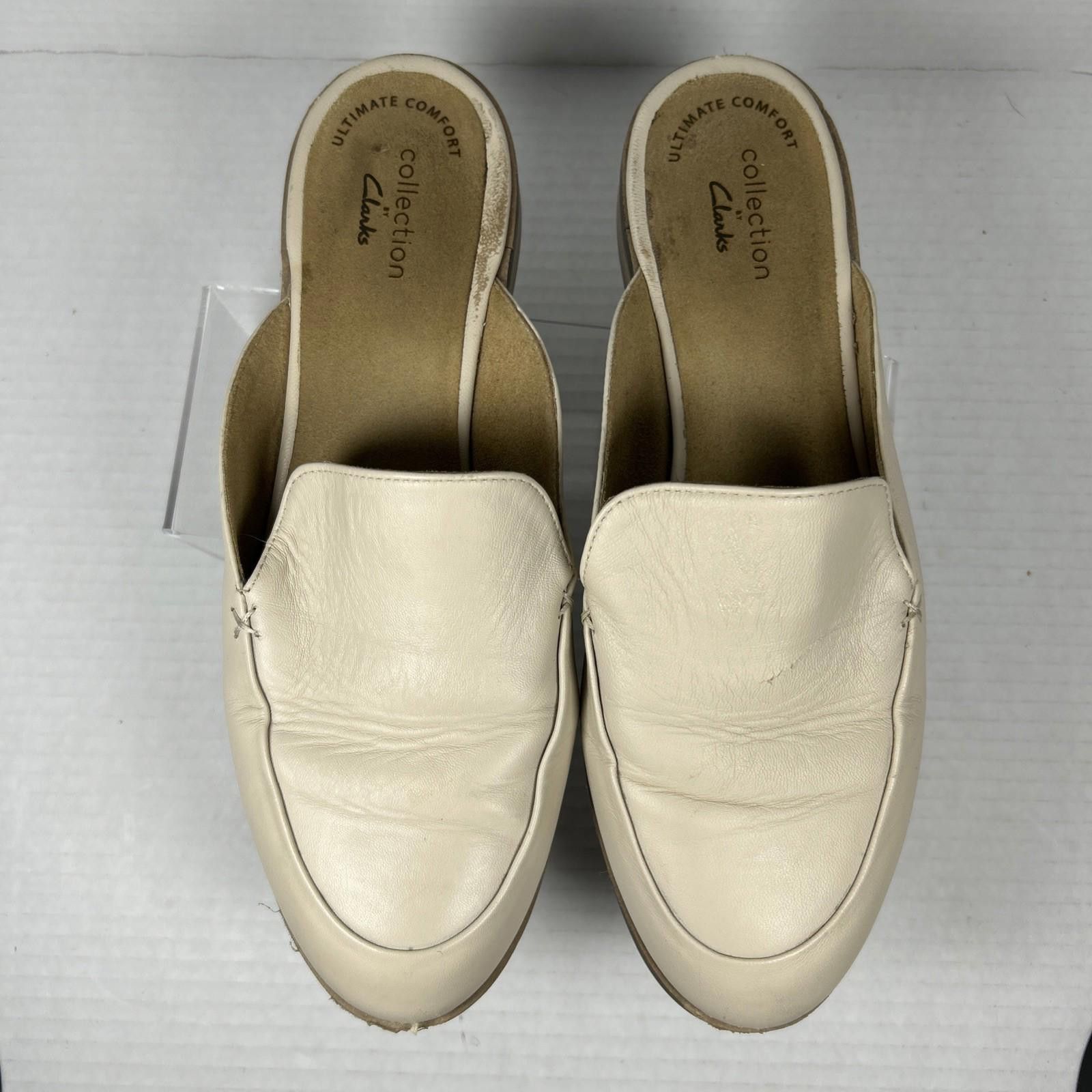 Clarks CLARKS COLLEC Comfort Cream Leather Slip-On Women Sz 7.5 Size US 9 / IT 39 - 8 Thumbnail