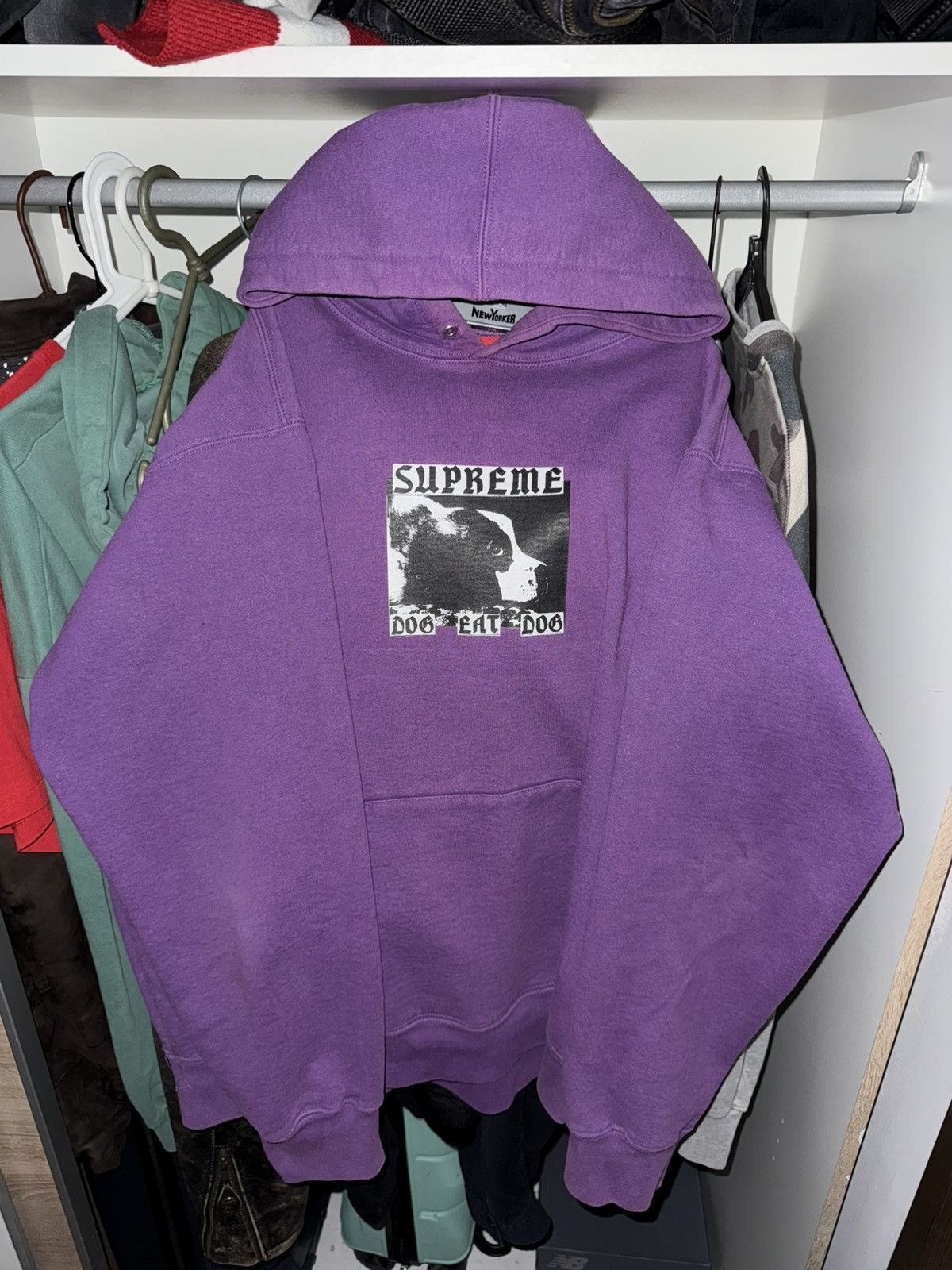 Purple Supreme Dog Eat Dog SS22 oversize hoodie sweatshirt