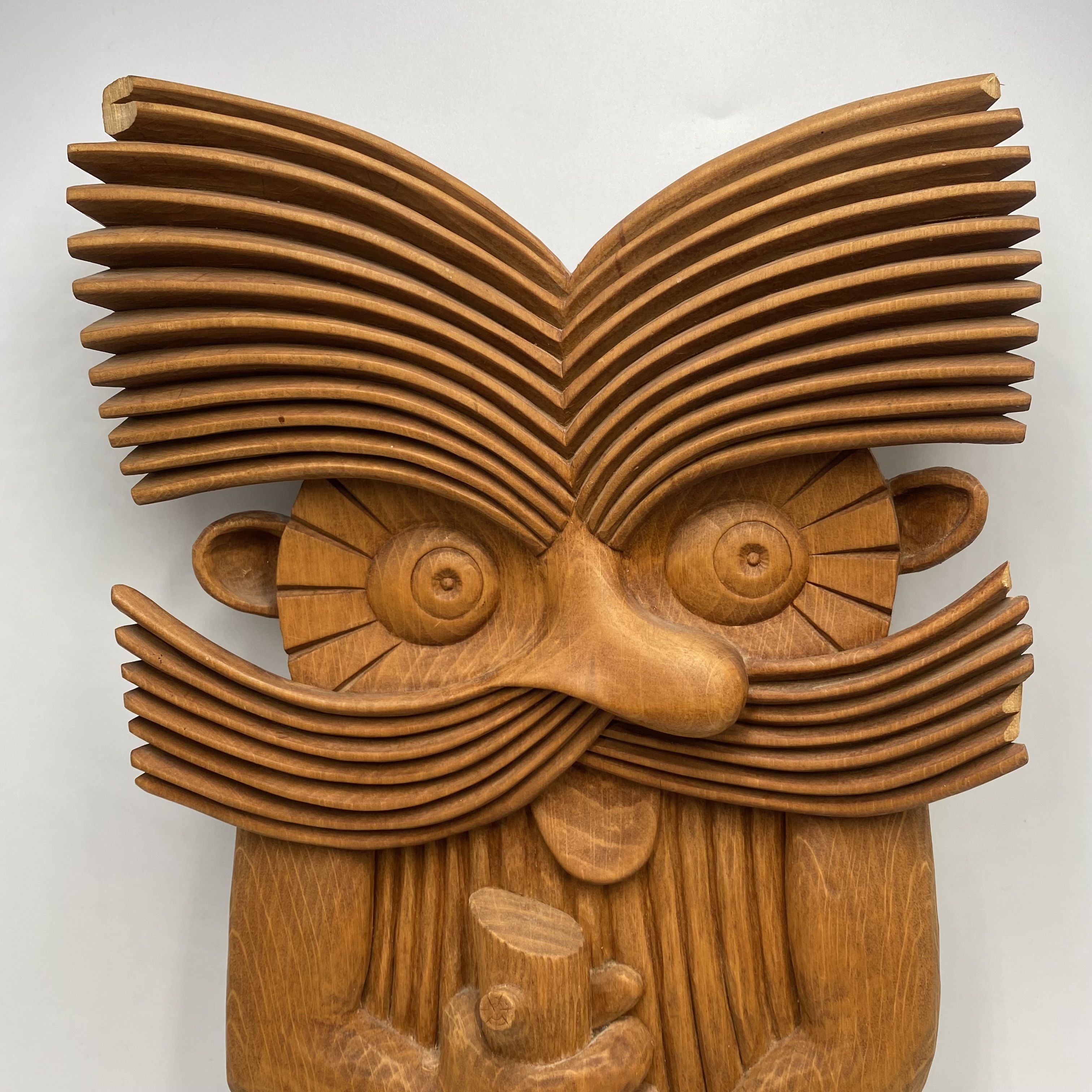 Vintage Hand Carved Wooden Figure Domovoi Wall Art Slavic Folk Art Size ONE SIZE - 8 Thumbnail