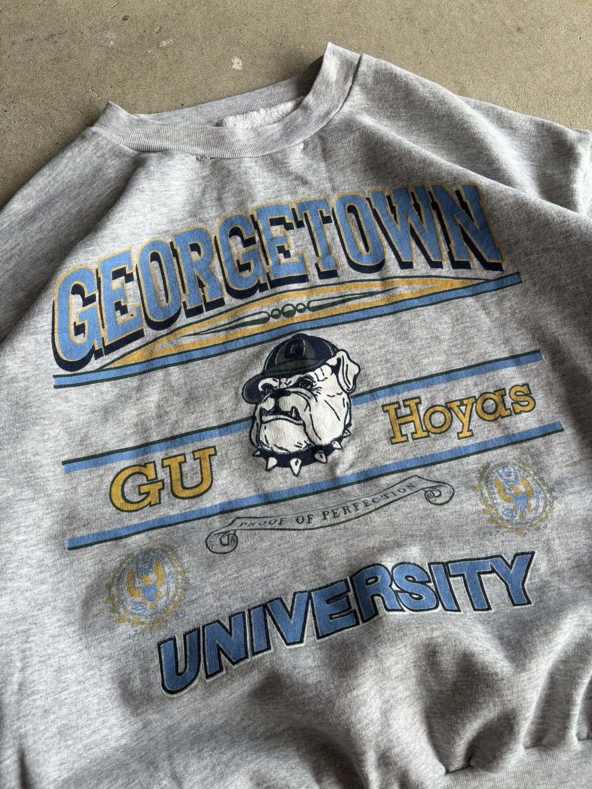 Other Vintage 90s Georgetown Hoyas Heather Grey Athletics Sweater Size US L / EU 52-54 / 3 - 3 Thumbnail
