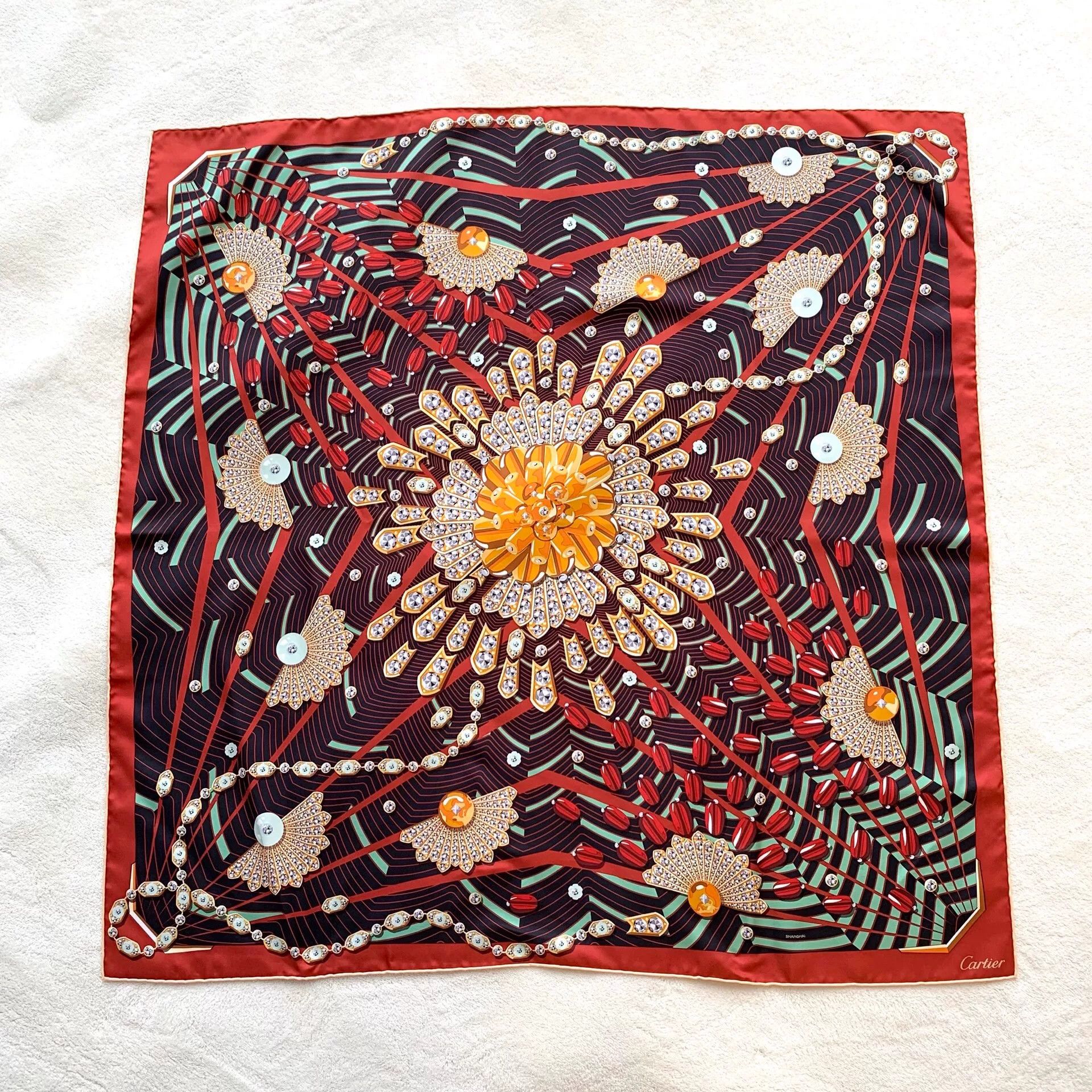 Cartier Cartier Multi-Color Rhinestone Silk Scarf Size ONE SIZE - 1 Thumbnail
