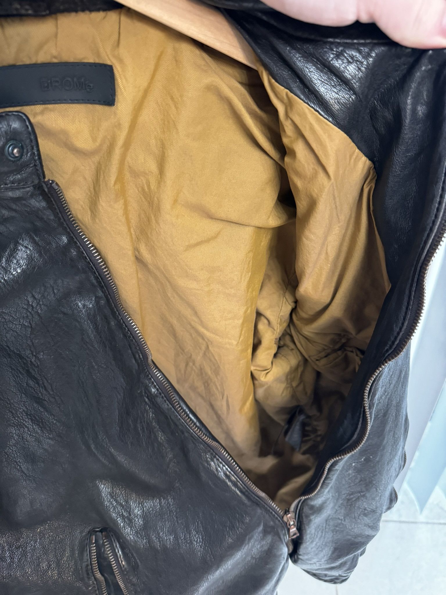 Drome DROME BROWN/SLATE Lambskin Racer Jacket sz. L (fits Medium) Size US M / EU 48-50 / 2 - 6 Thumbnail