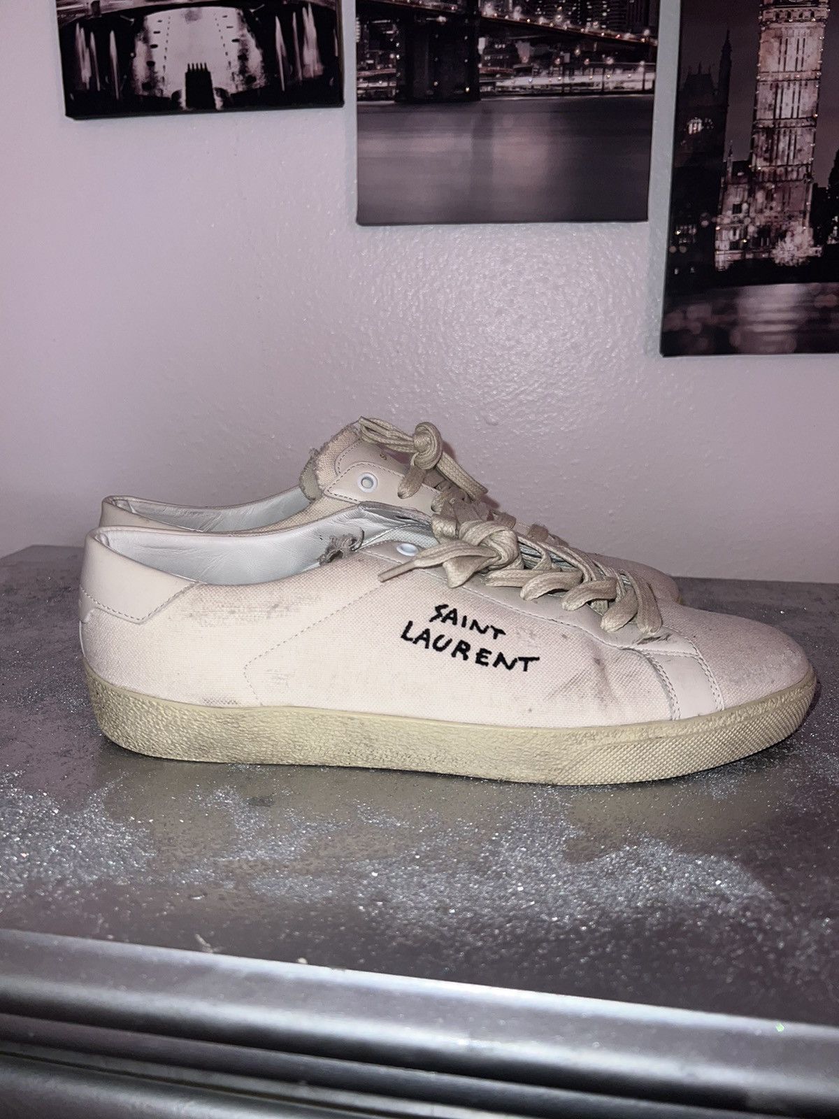 image of Saint Laurent Paris Saint Laurent Court Classic Sl/06 Shoes in White/Tan, Men's (Size 10)