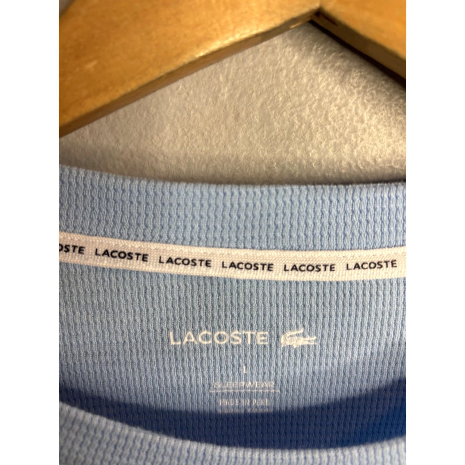 Lacoste VINTAGE: No Lacoste Thermal Shirt Mens L Blue Long Sleeve Waffle Knit Undershirt Tagless Size US L / EU 52-54 / 3 - 4 Thumbnail
