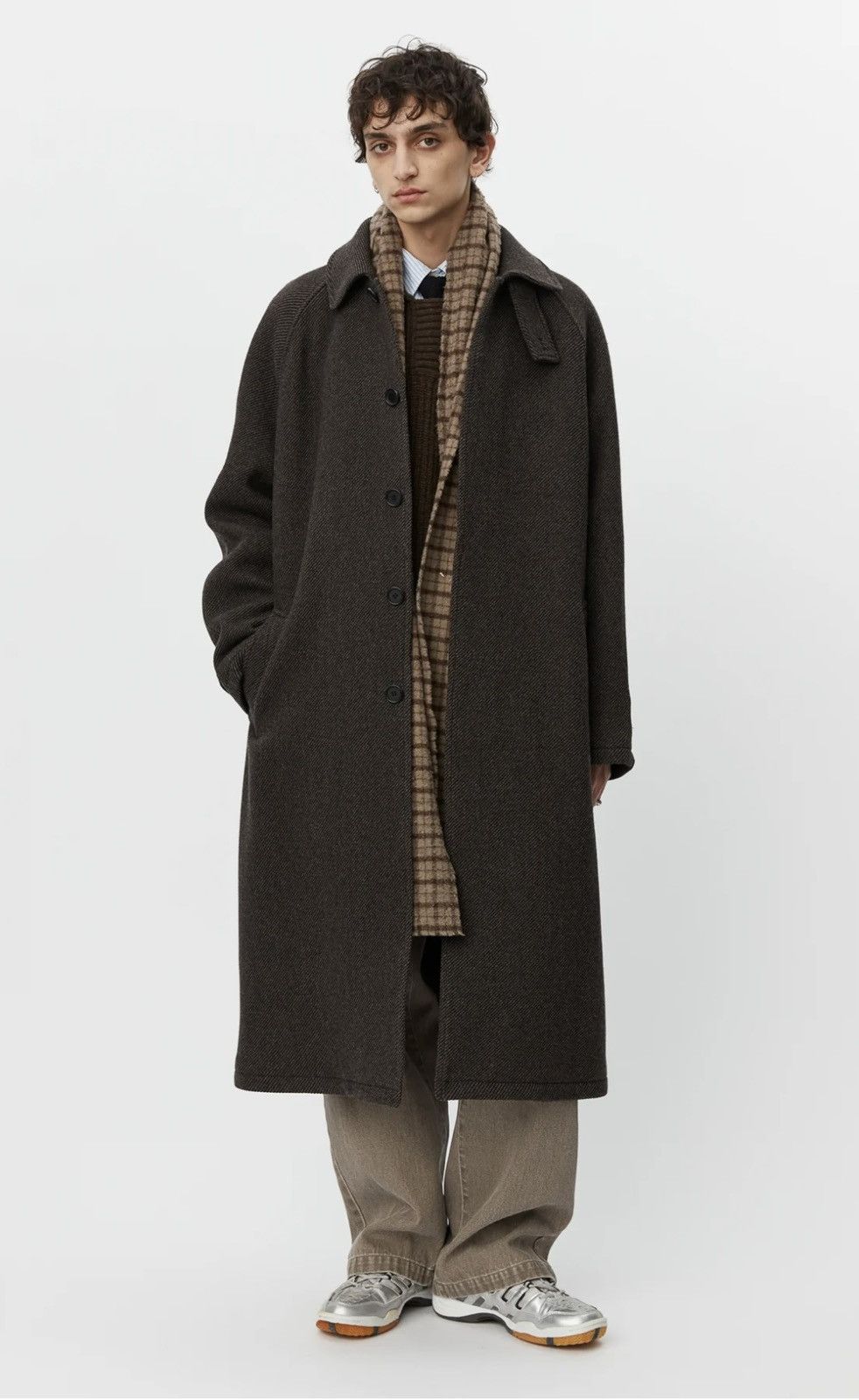 Mfpen Mfpen INSTALLATION COAT - BROWN HERRINGBONE RECYCLED WOOL Size US L / EU 52-54 / 3 - 15 Thumbnail