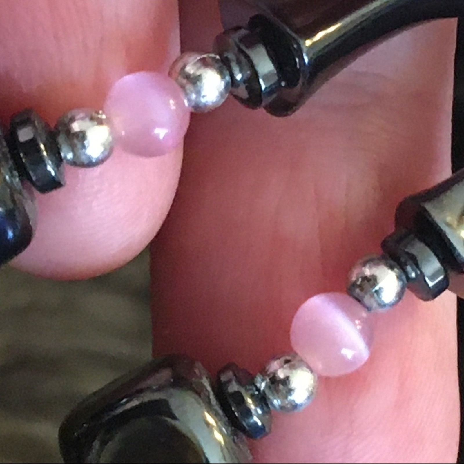 Vintage Vintage 80s hematite & rose quartz stone necklace Size ONE SIZE - 10 Thumbnail