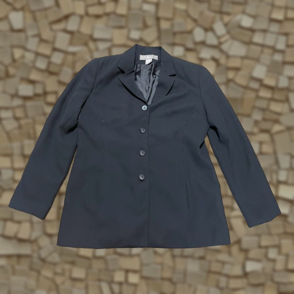 Vintage Norton McNaughton Blazer Women's 8P Petite Black Padded Shoulder Jacket, Regular Fit, Long Sleeve, Solid Polyester, Casual, Fall Spring Summer, Adults Size M / US 6-8 / IT 42-44 - 1 Thumbnail