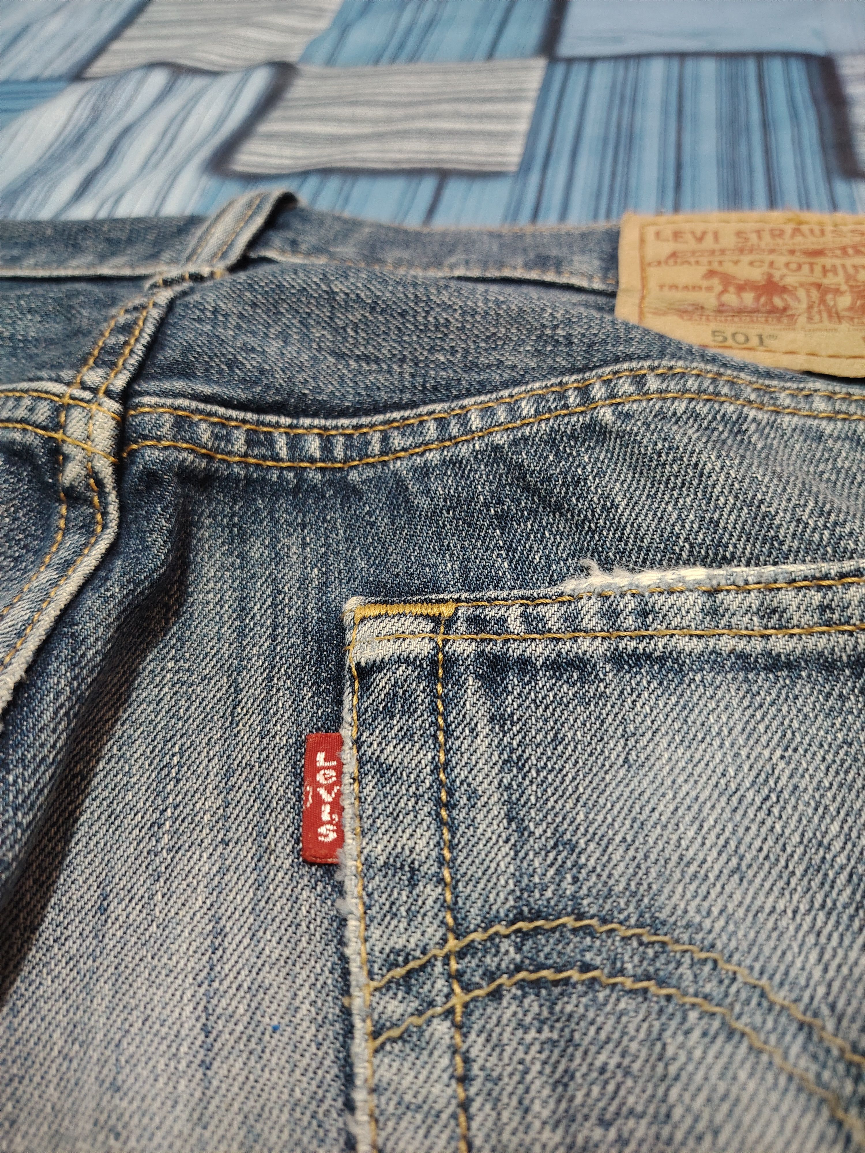 Levi's ⚡️Ripped⚡️Vintage Levi’s 501 Blue Washed Distressed Jeans Size US 32 / EU 48 - 18 Thumbnail