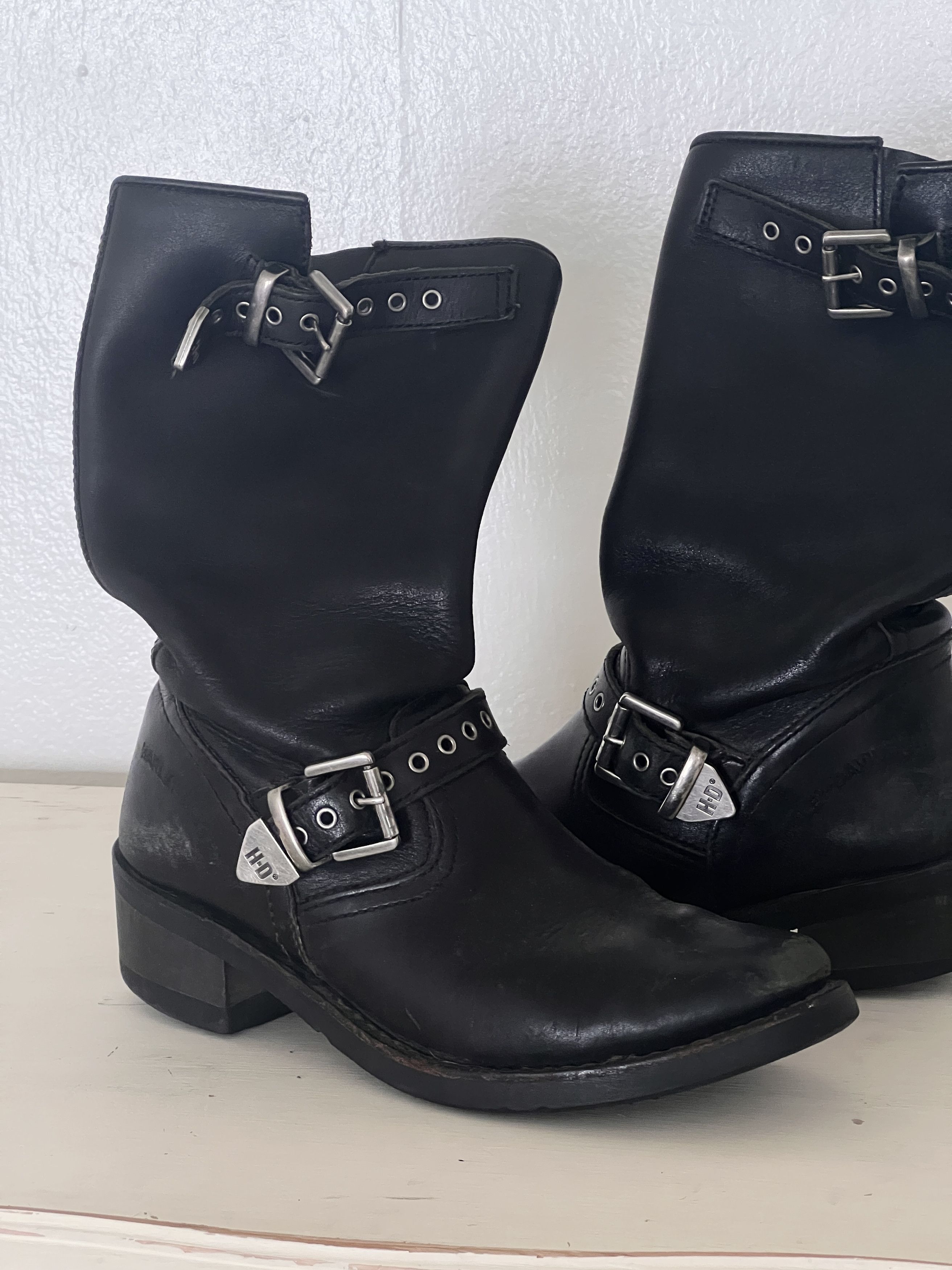Harley Davidson Vintage Harley Davidson Black Leather Biker Boots Size US 9 / IT 39 - 1 Thumbnail