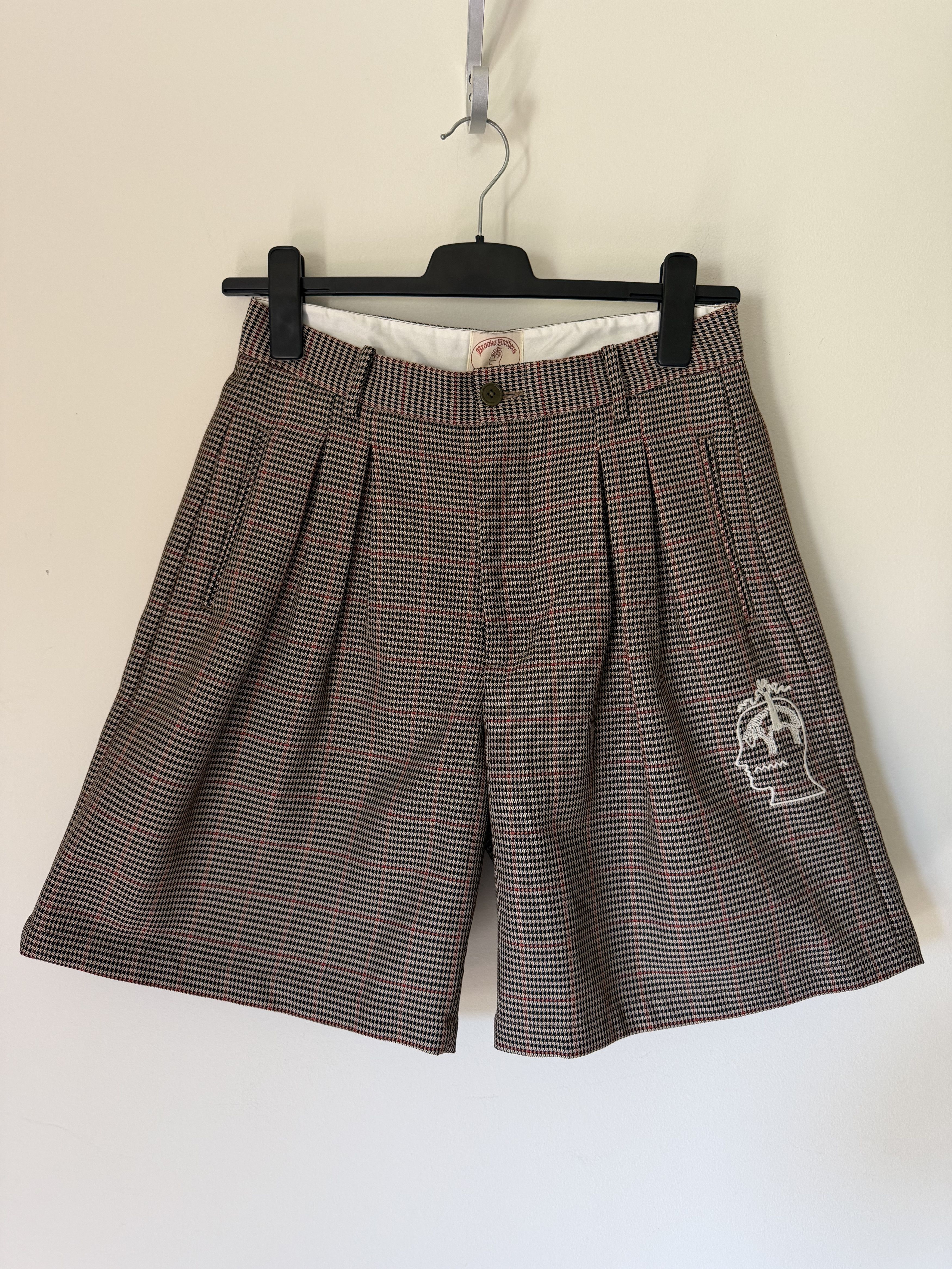Brain Dead Brain Dead Brooks Brothers Houndstooth Pleated Shorts in Tan Size US 30 / EU 46 - 1 Thumbnail